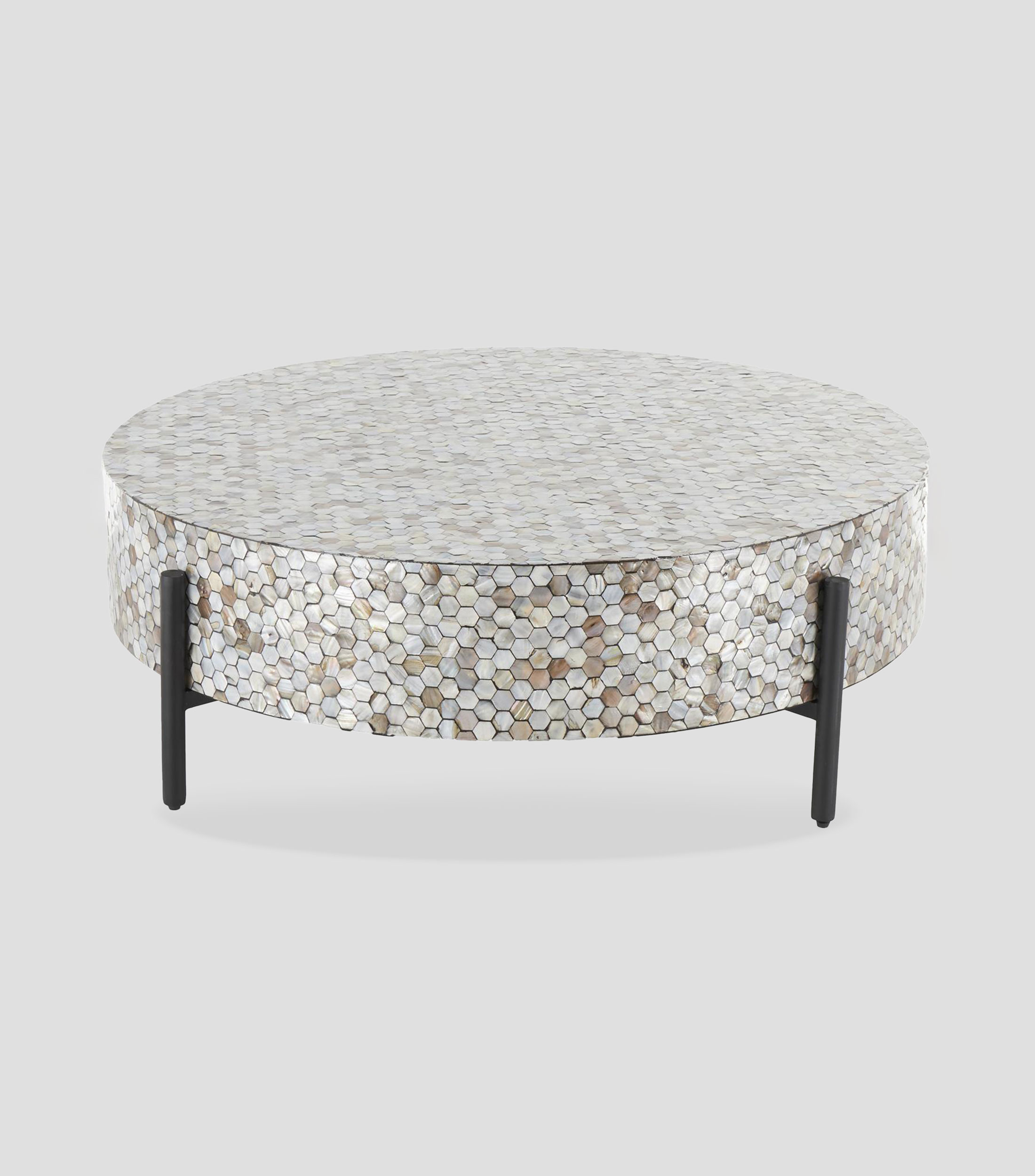 Mesa de centro en madre perla y metal multicolor