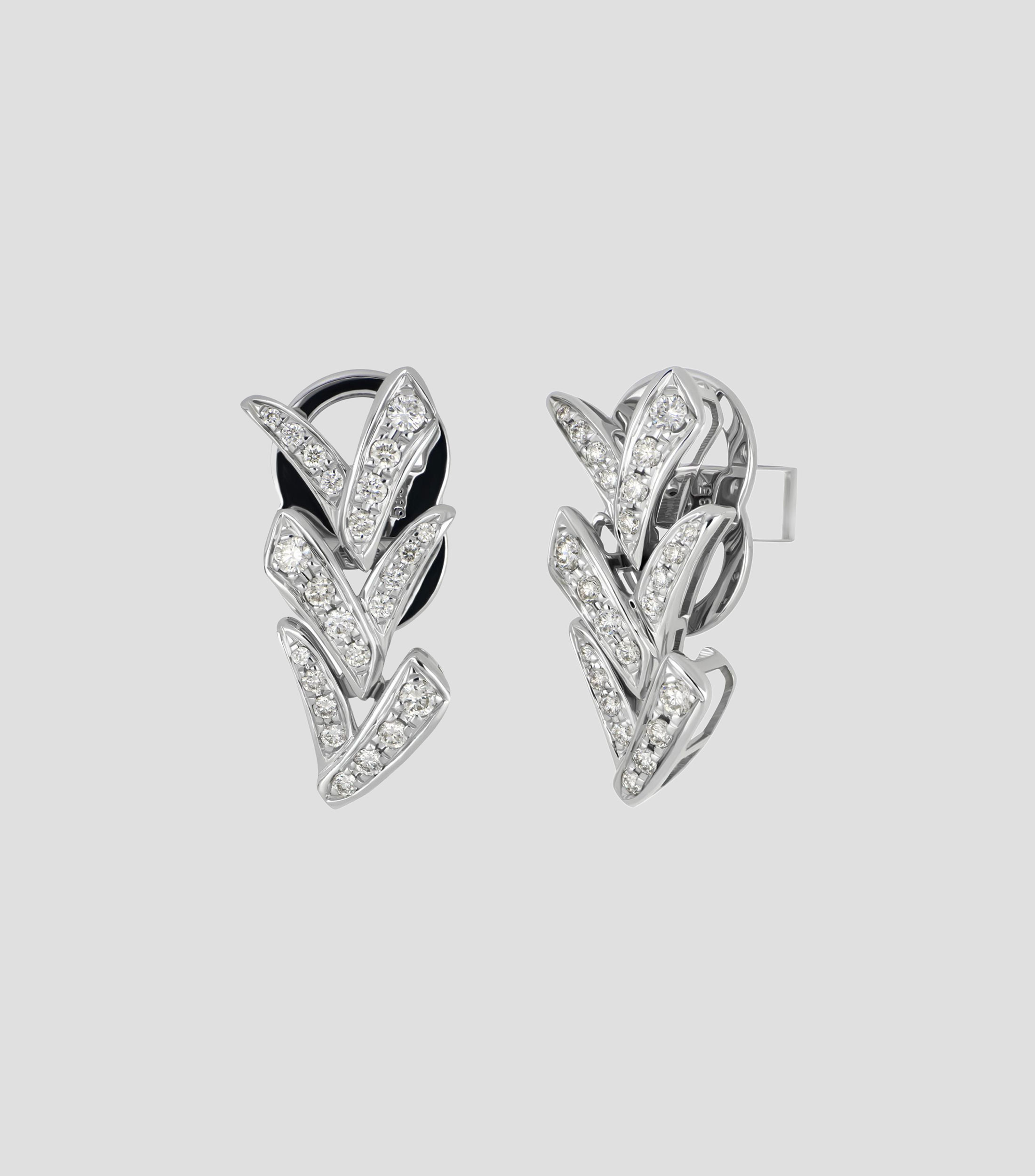 Broqueles en Oro blanco de 14 Kilates con Diamante Mujer