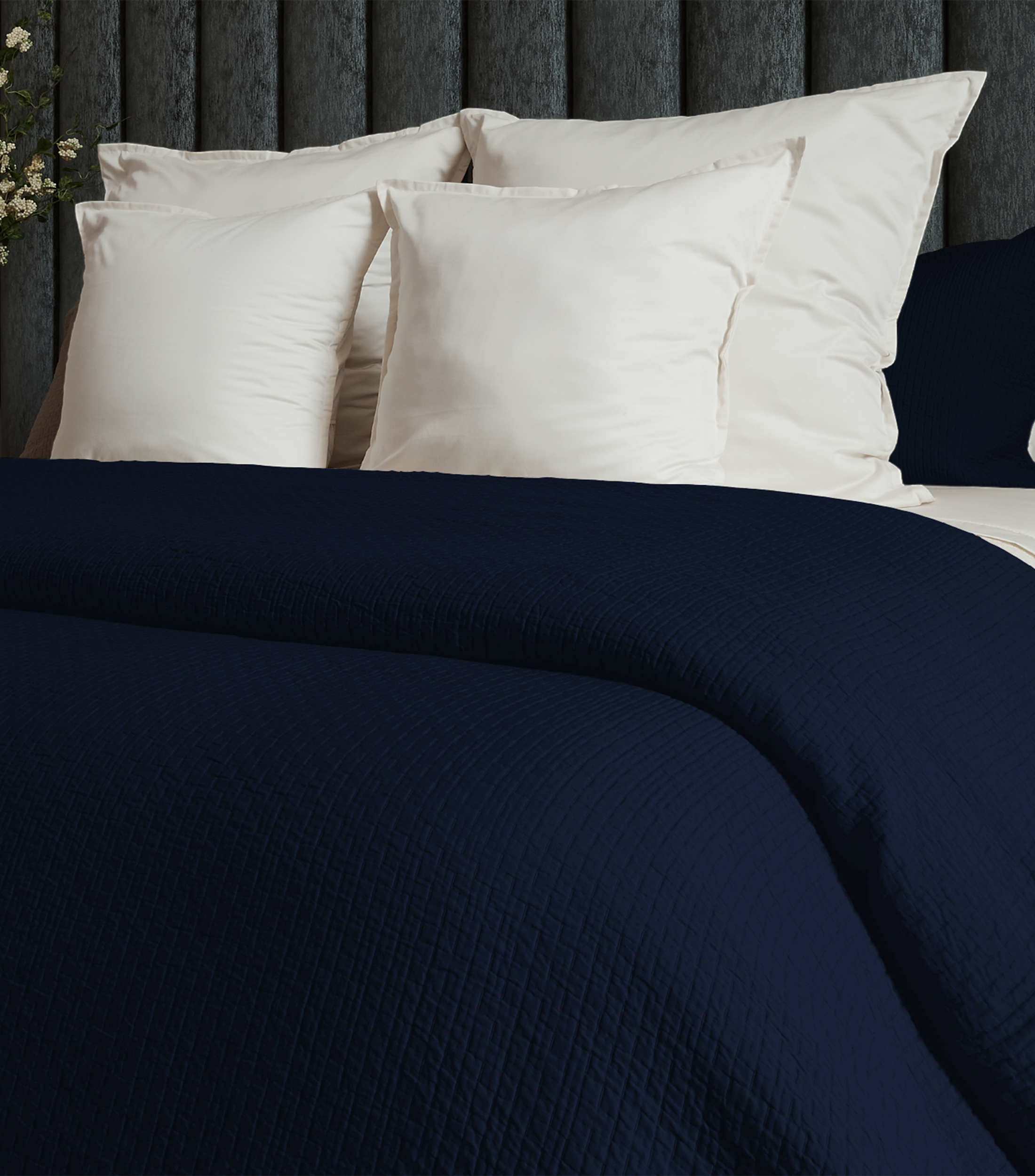 COLCHA COVERLET KING AZUL MARINO