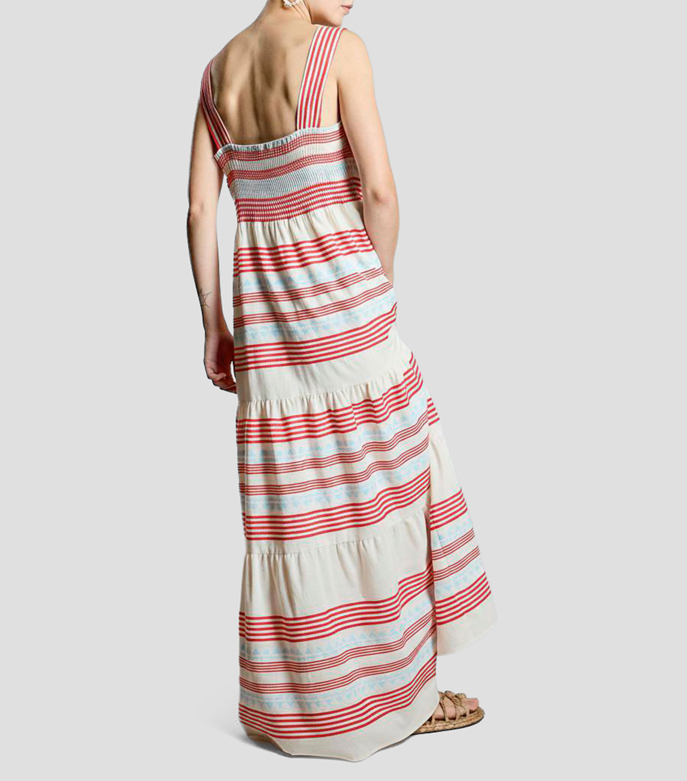 Vestido largo con rayas Mujer