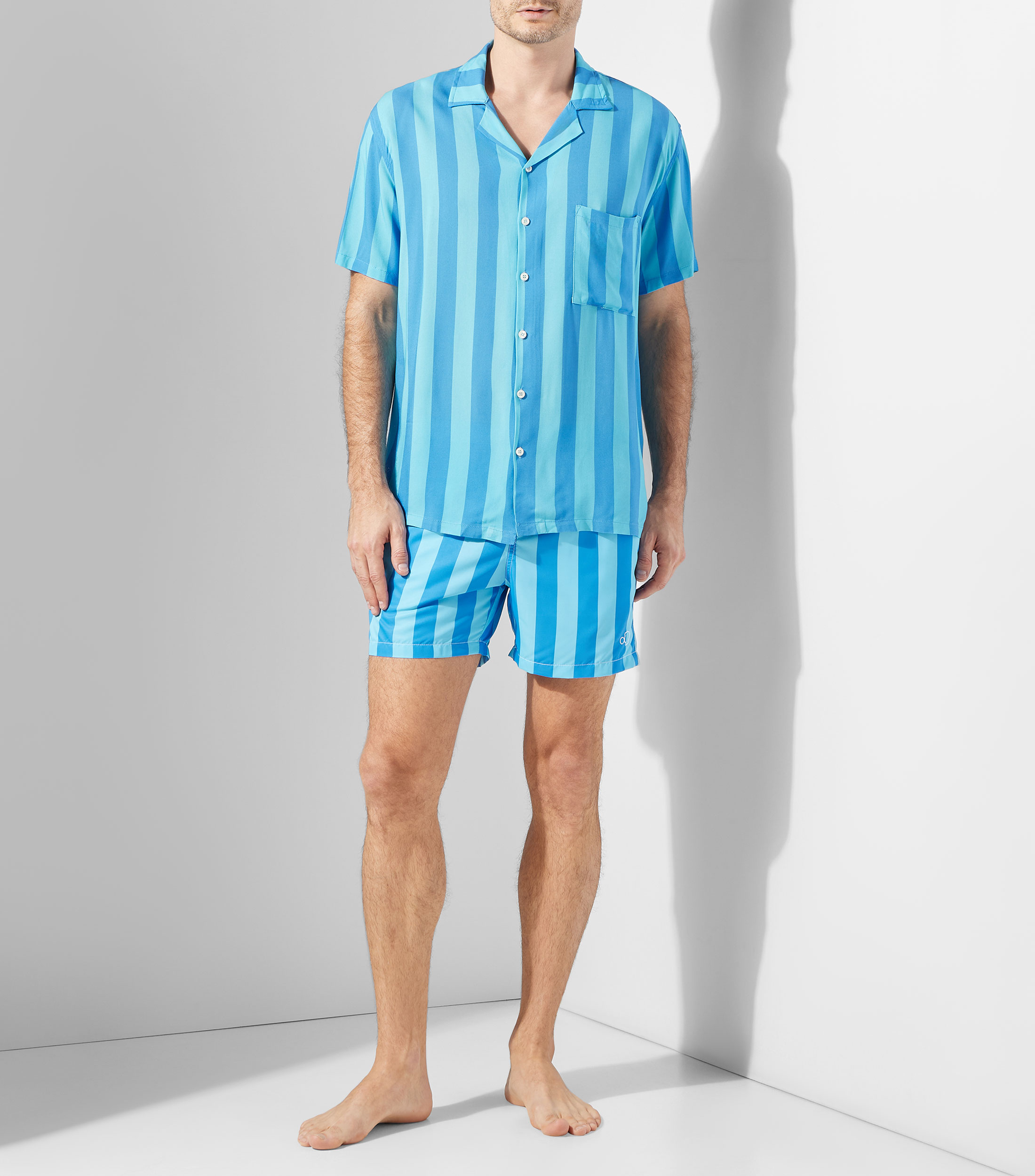Camisa de rayas manga corta de playa Hombre