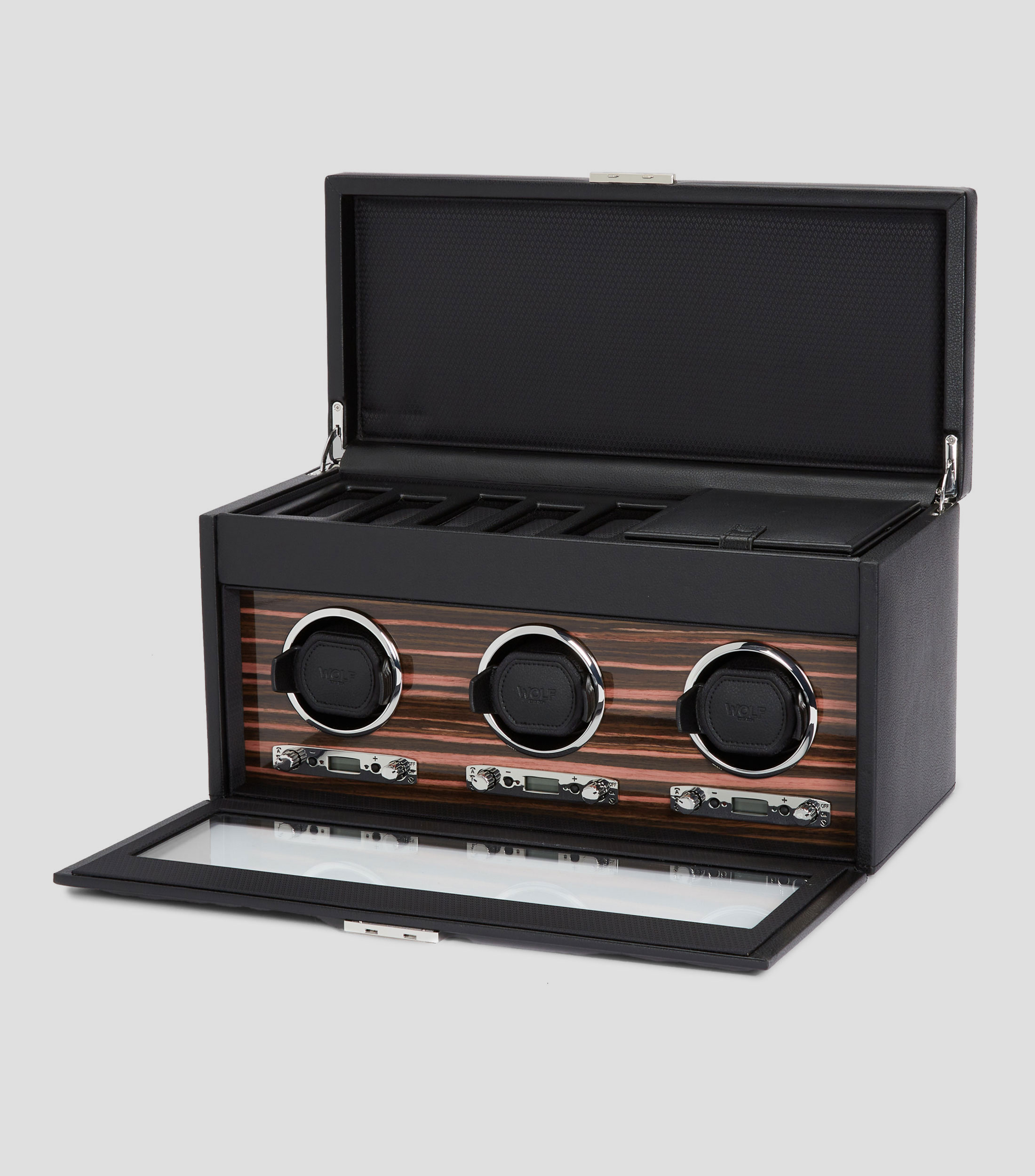 Watch Winder Triple Roadster Negro con Almacenaje