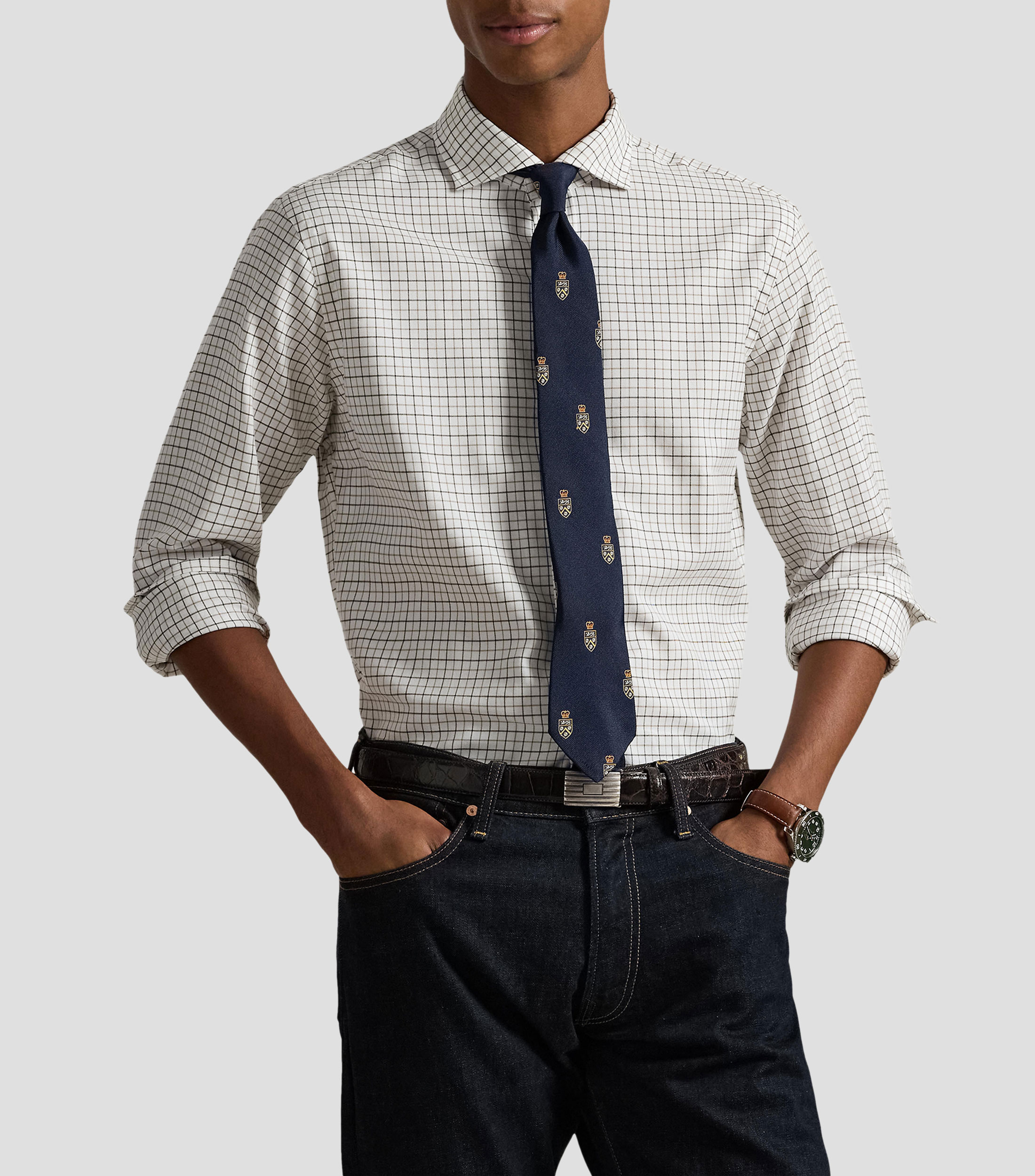 Camisa de cuadros manga larga Hombre