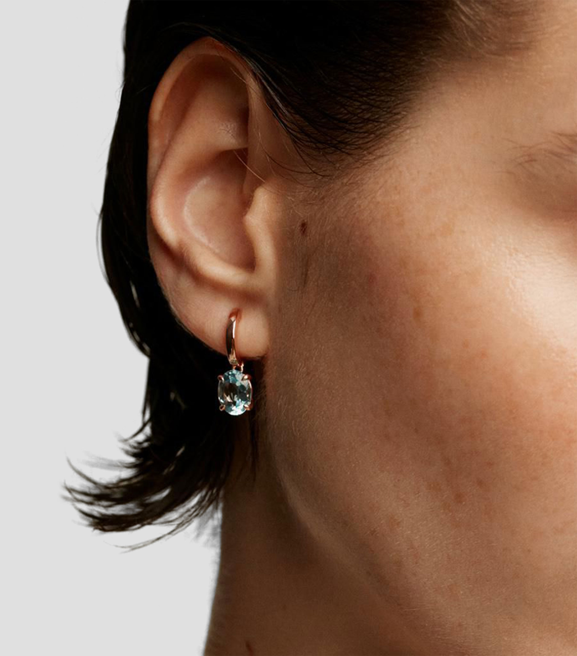 Pendientes en plata .925 bañada en oro rosa con topacio Elúa Mujer