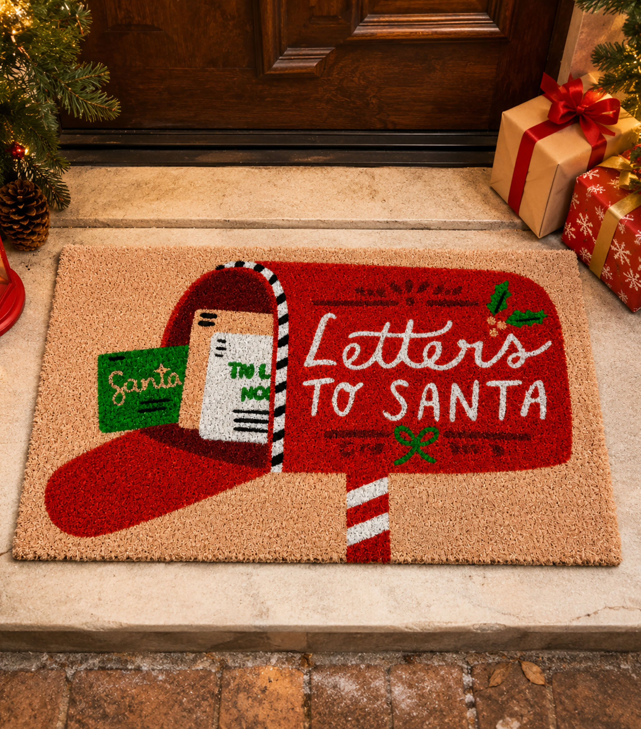 Tapete decorativo Cartas a Santa en material sintético 45 x 75 cm
