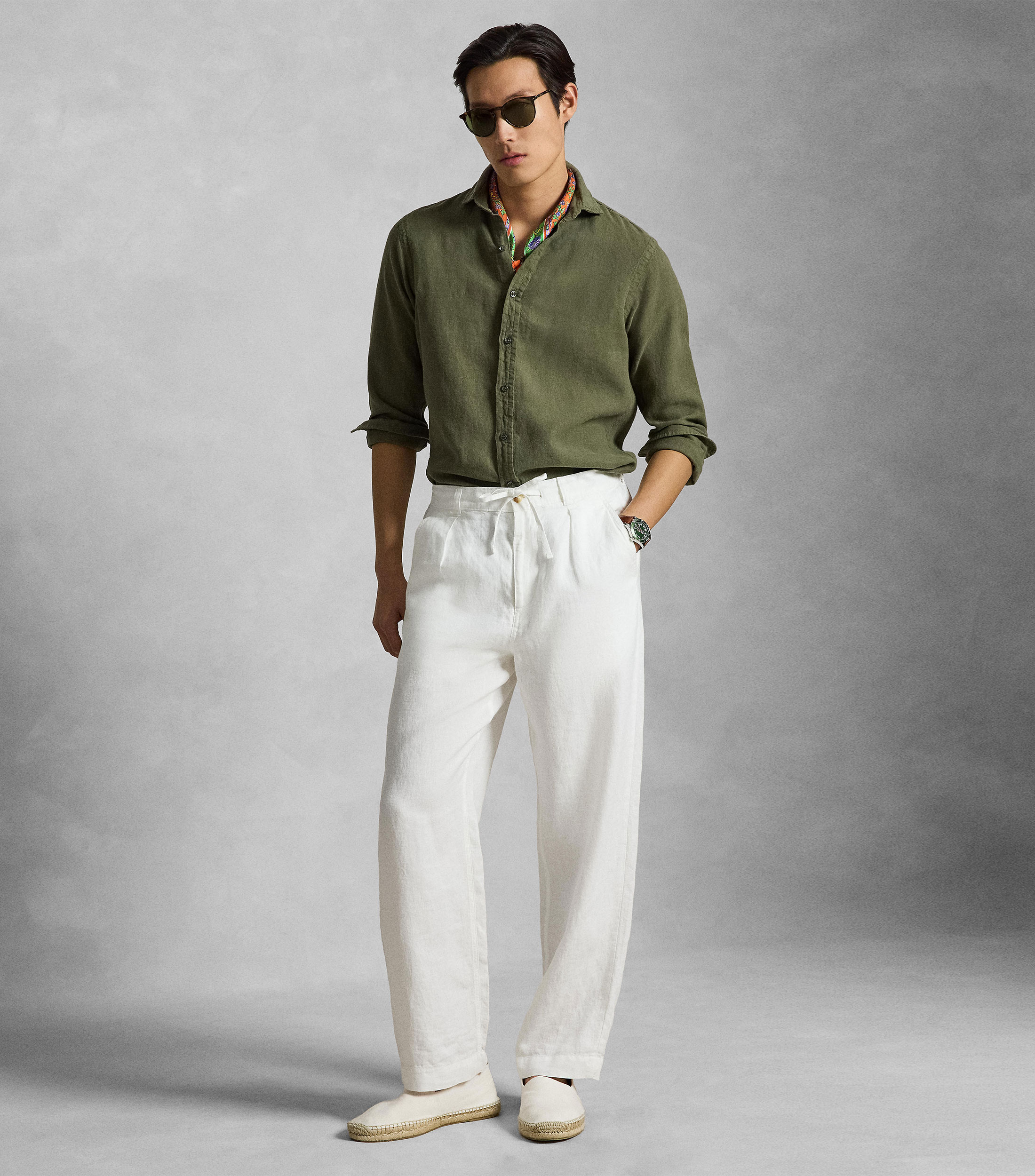 Camisa lisa manga larga Hombre