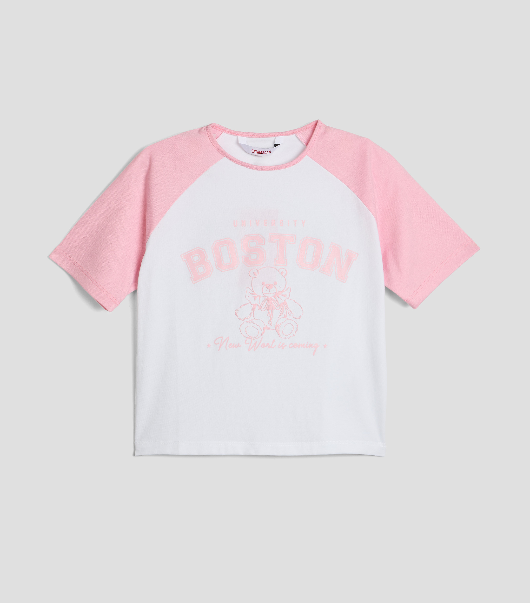 Playera cuello redondo manga corta estampada Niña