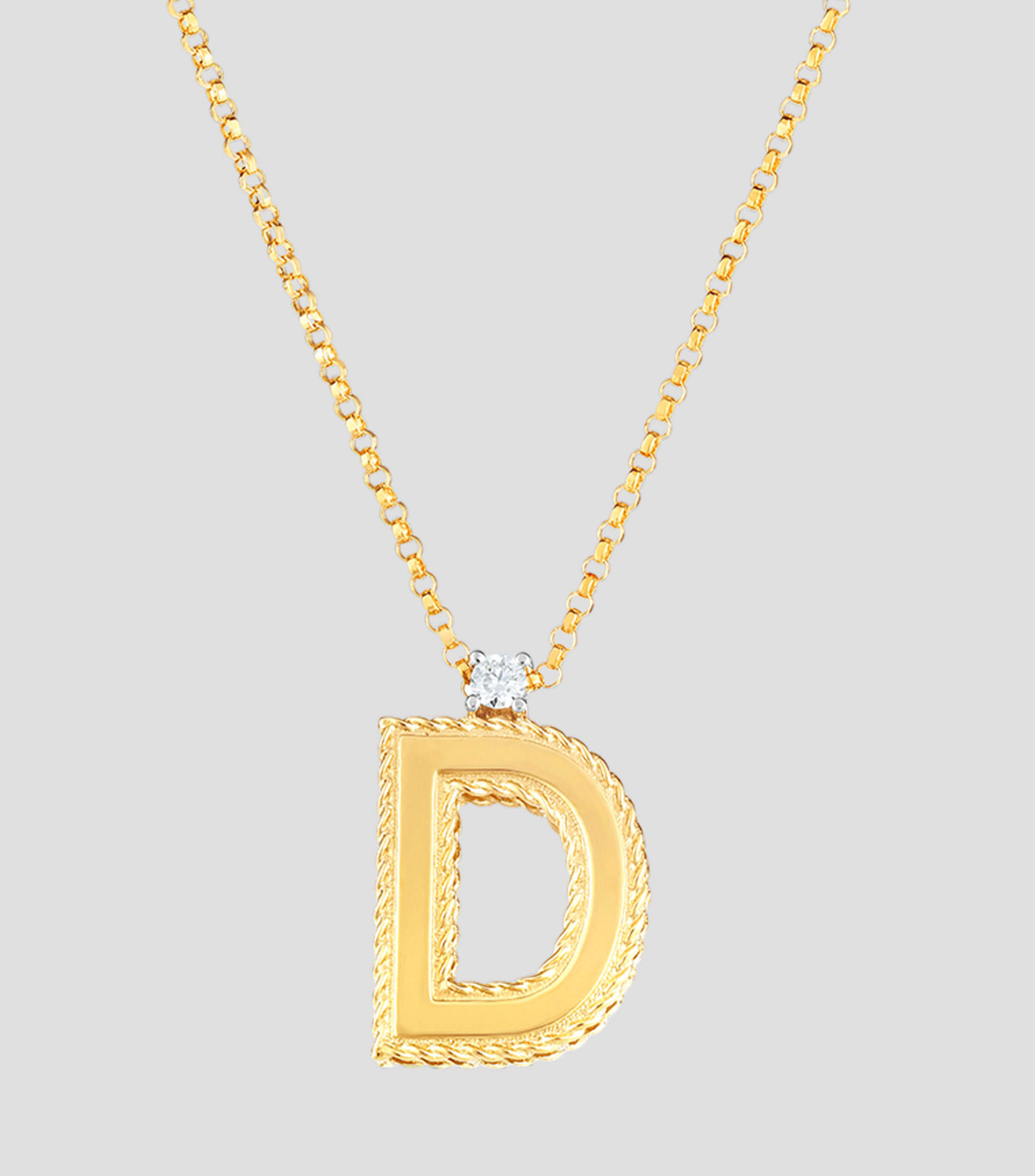 Colgante en Oro 18 Kilates Letter quotDquot con Diamante Mujer