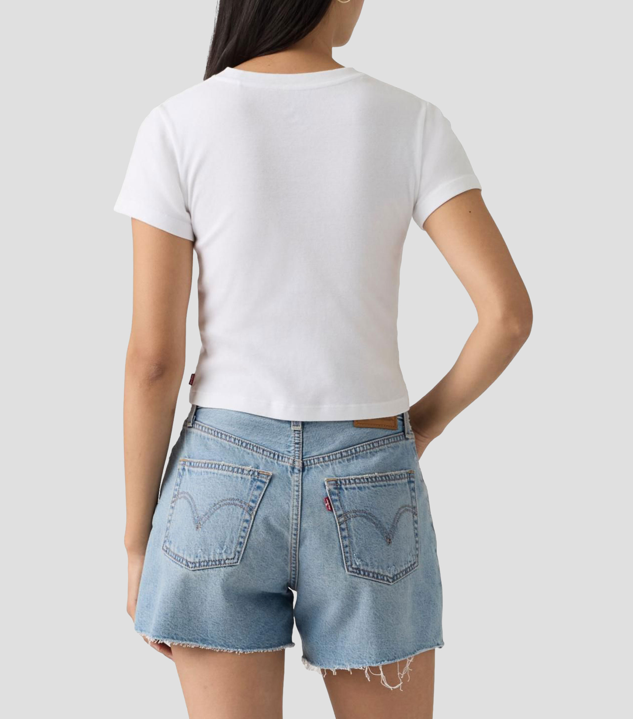 Playera cuello redondo manga corta sólida Mujer