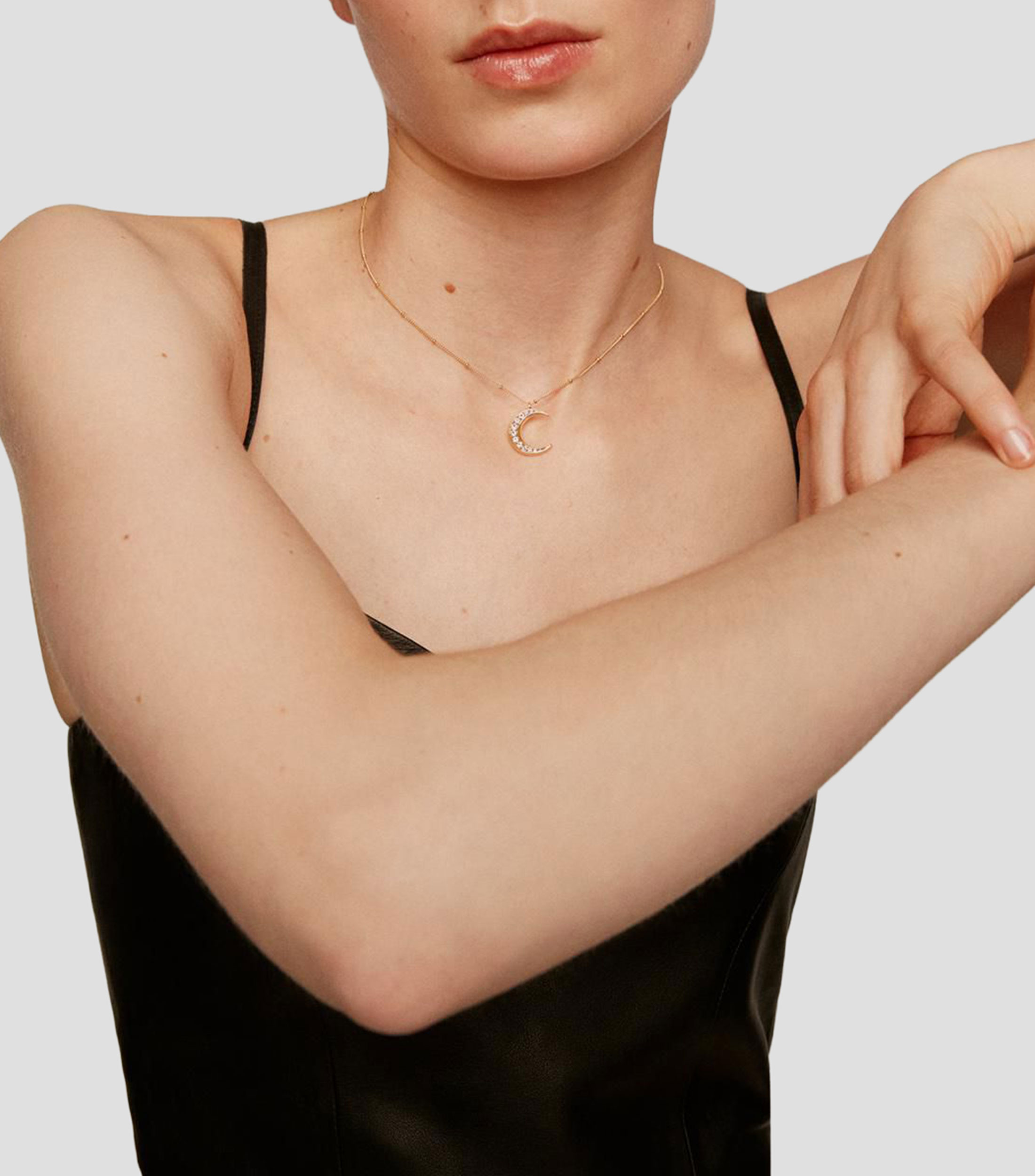 Collar con dije de luna en plata .925 con topacios blancos Florence Mujer