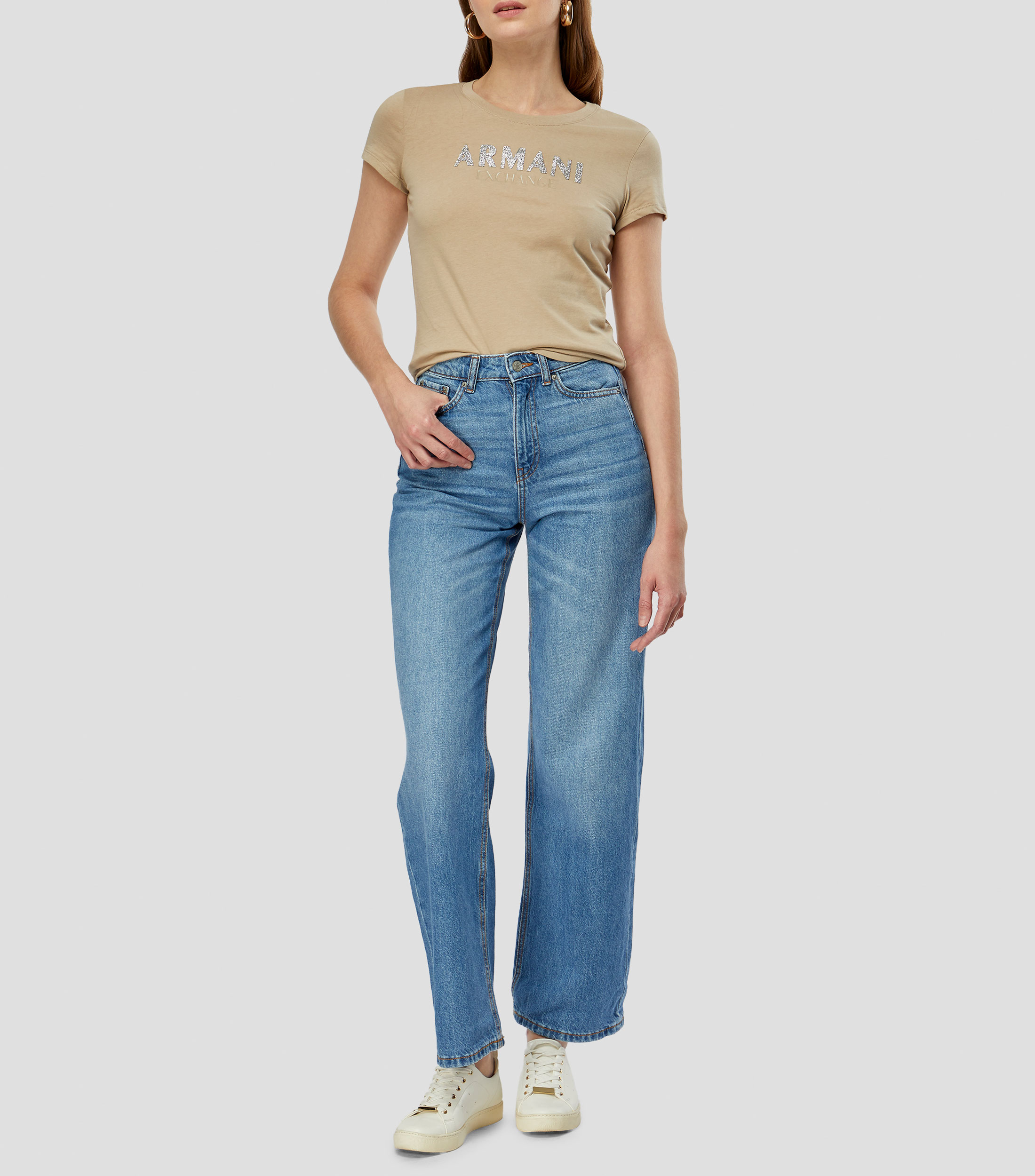 Playera cuello redondo manga corta lisa Mujer