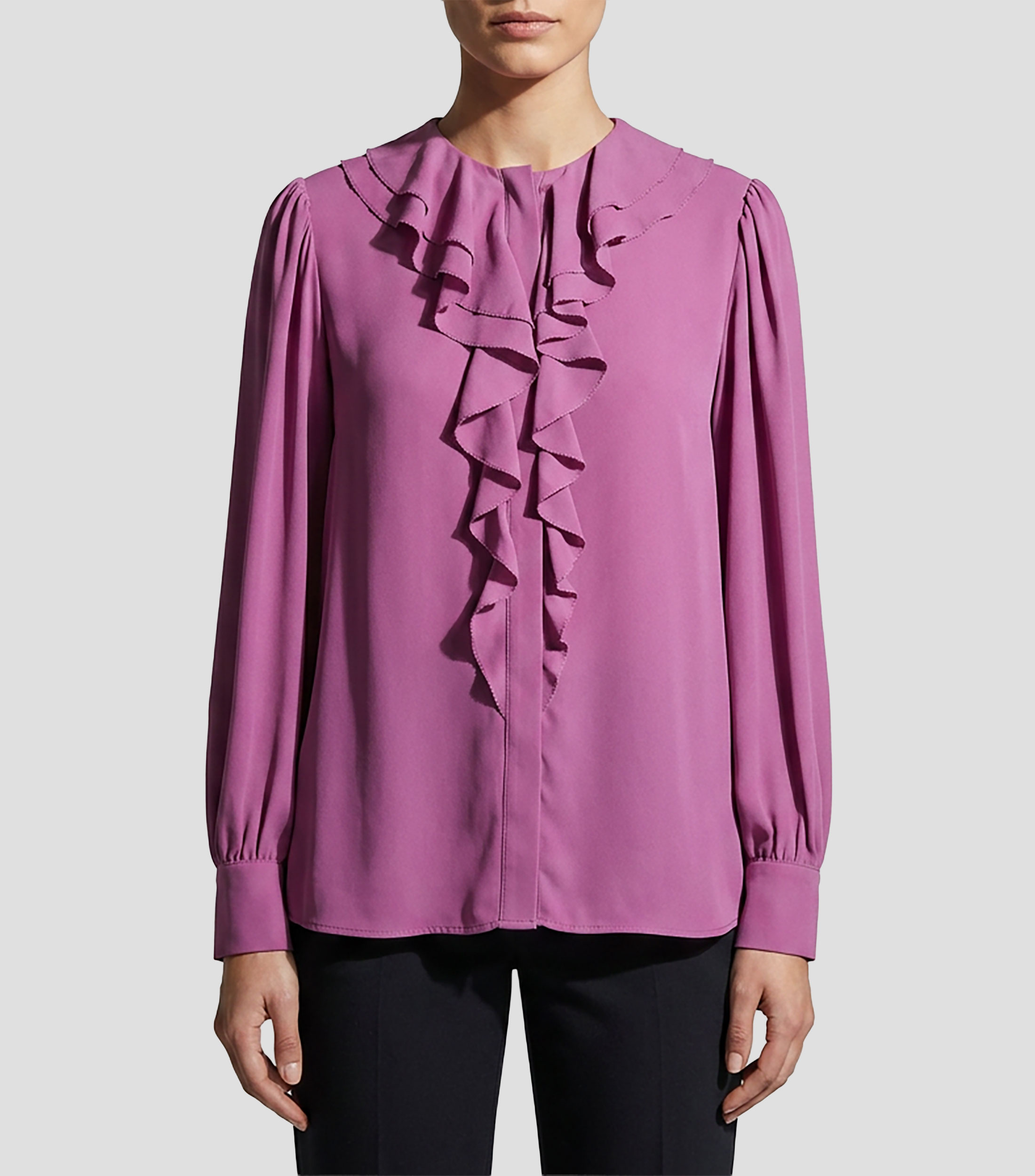 Blusa lisa manga larga Mujer