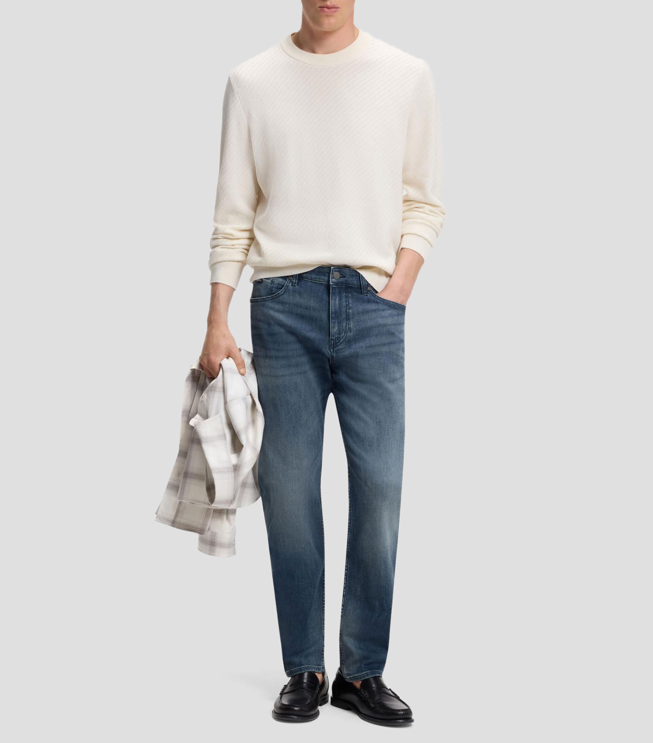 Jeans regular en tejido vaquero elástico Hombre