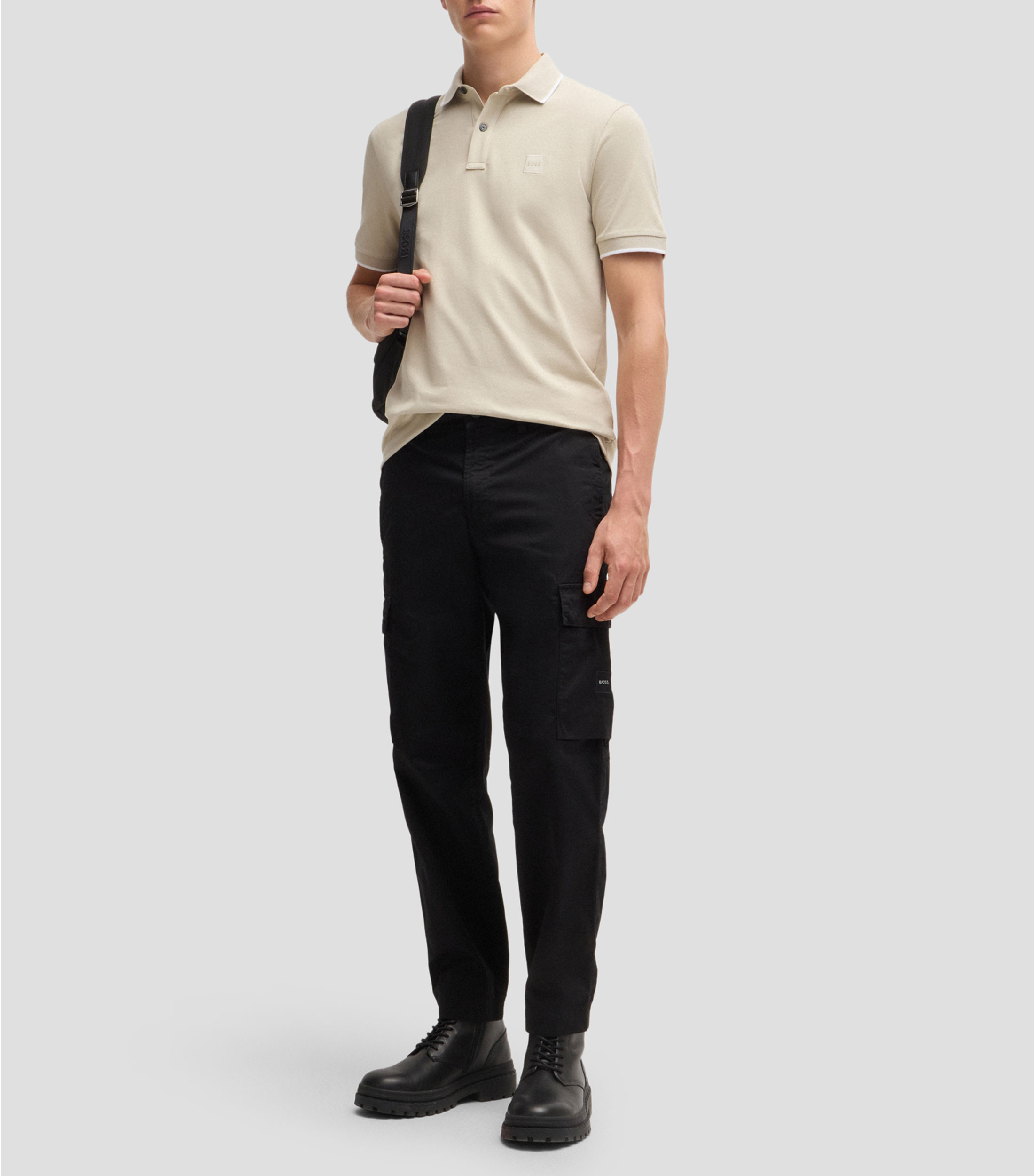 Polo slim fit en piqué de algodón elástico lavado Hombre