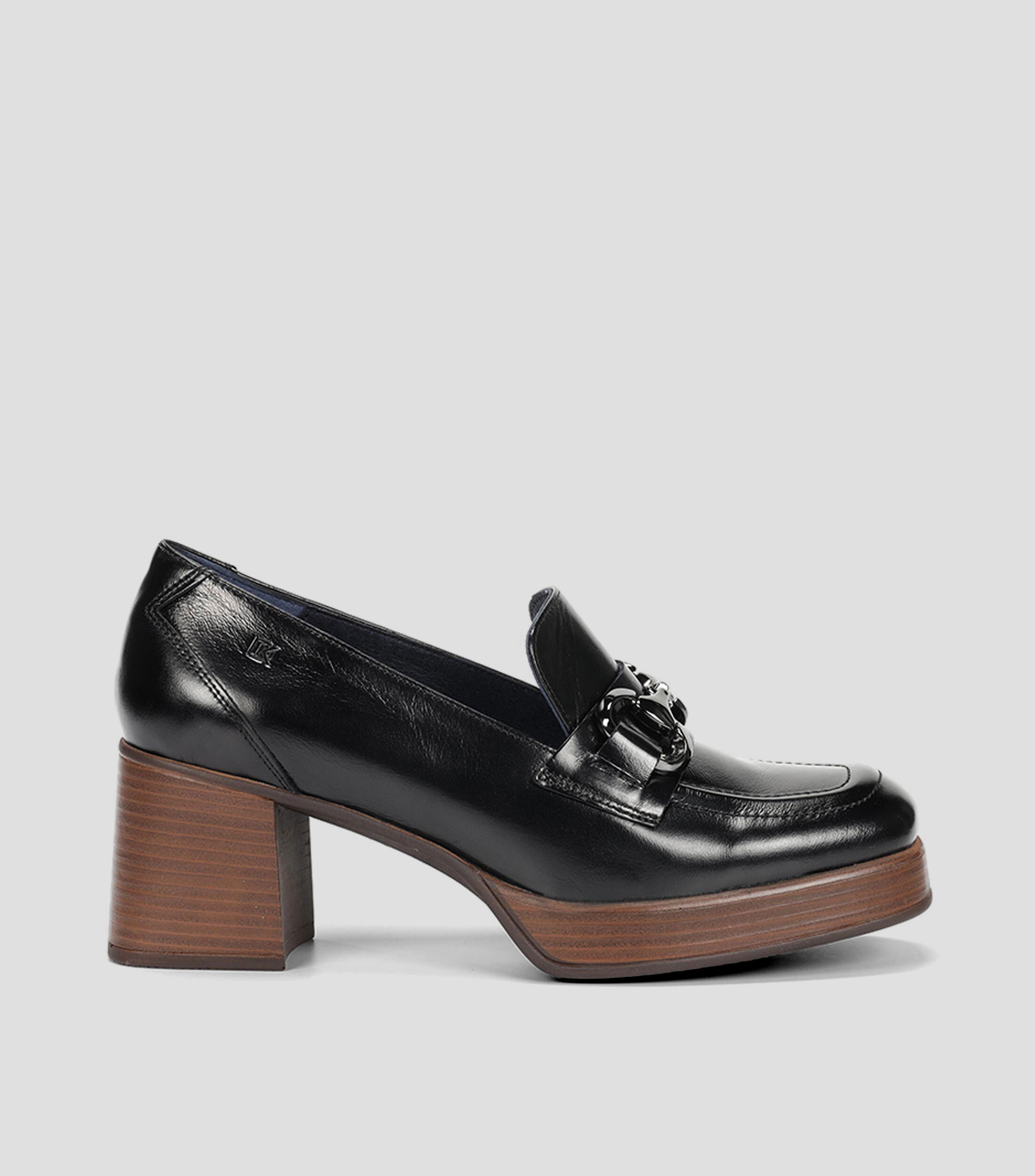 Mocasines Cristel en piel con tacón ancho de 5 cm y herraje Mujer
