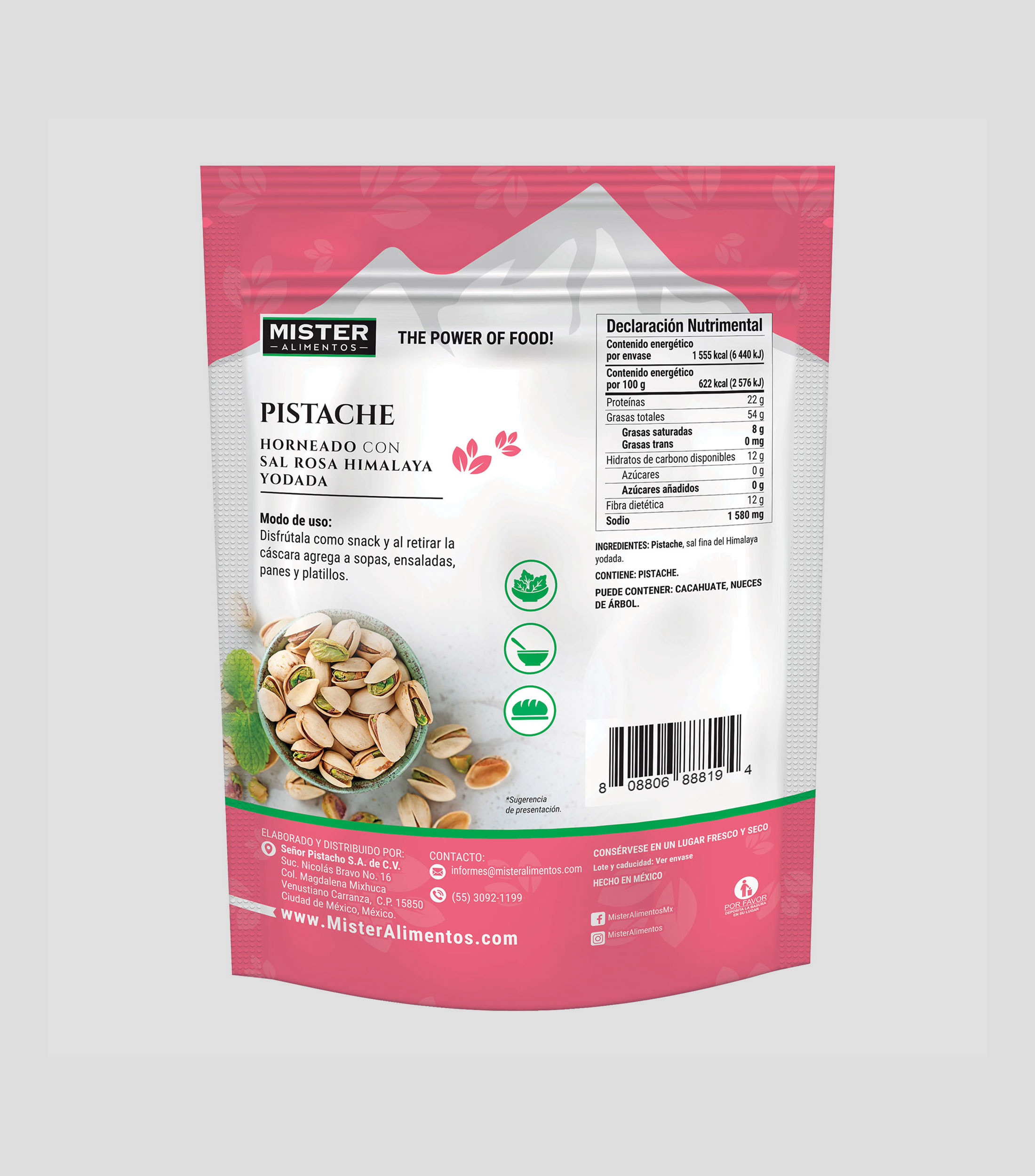 Pistache Tostado con Sal del Himalaya, 250 g