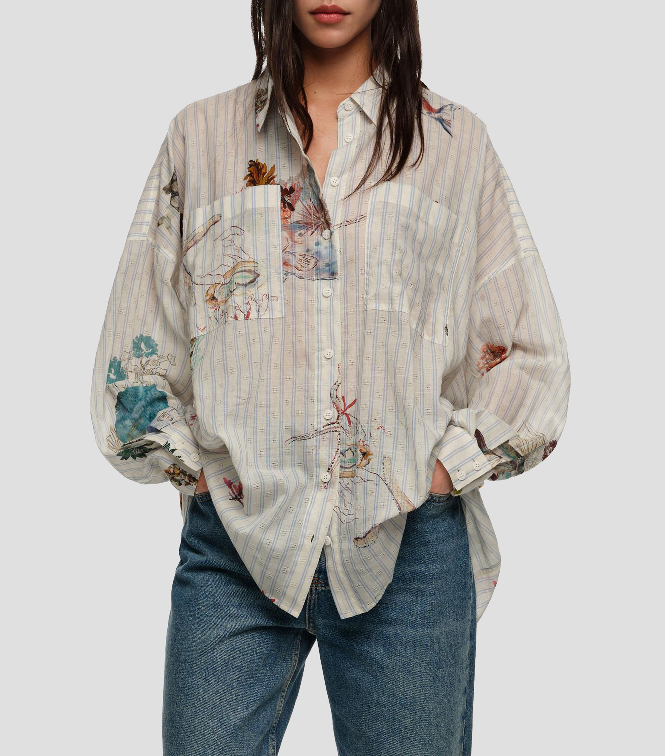 Camisa oversized algodón Seabed rayas Mujer