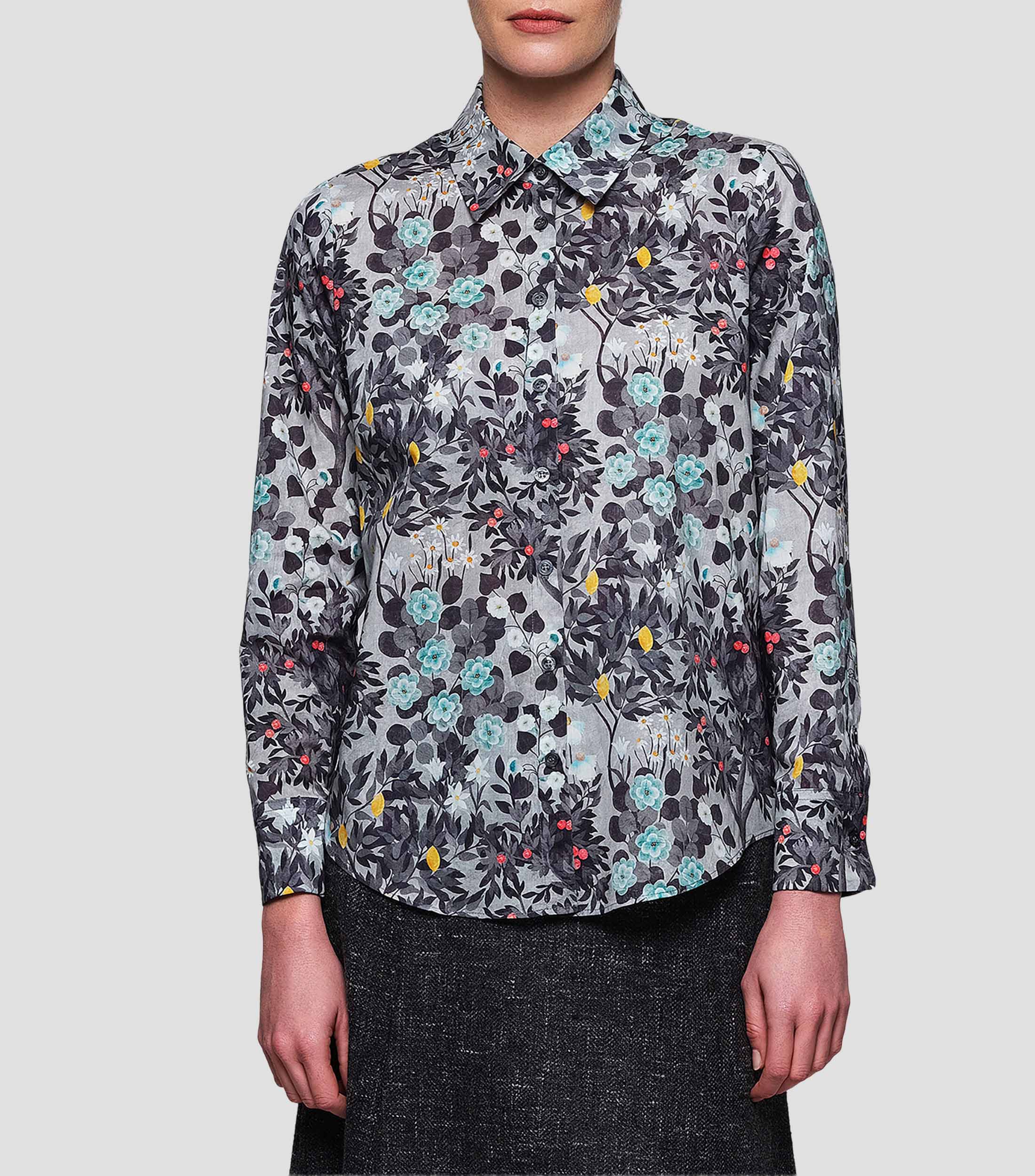 Camisa estampada manga larga Mujer
