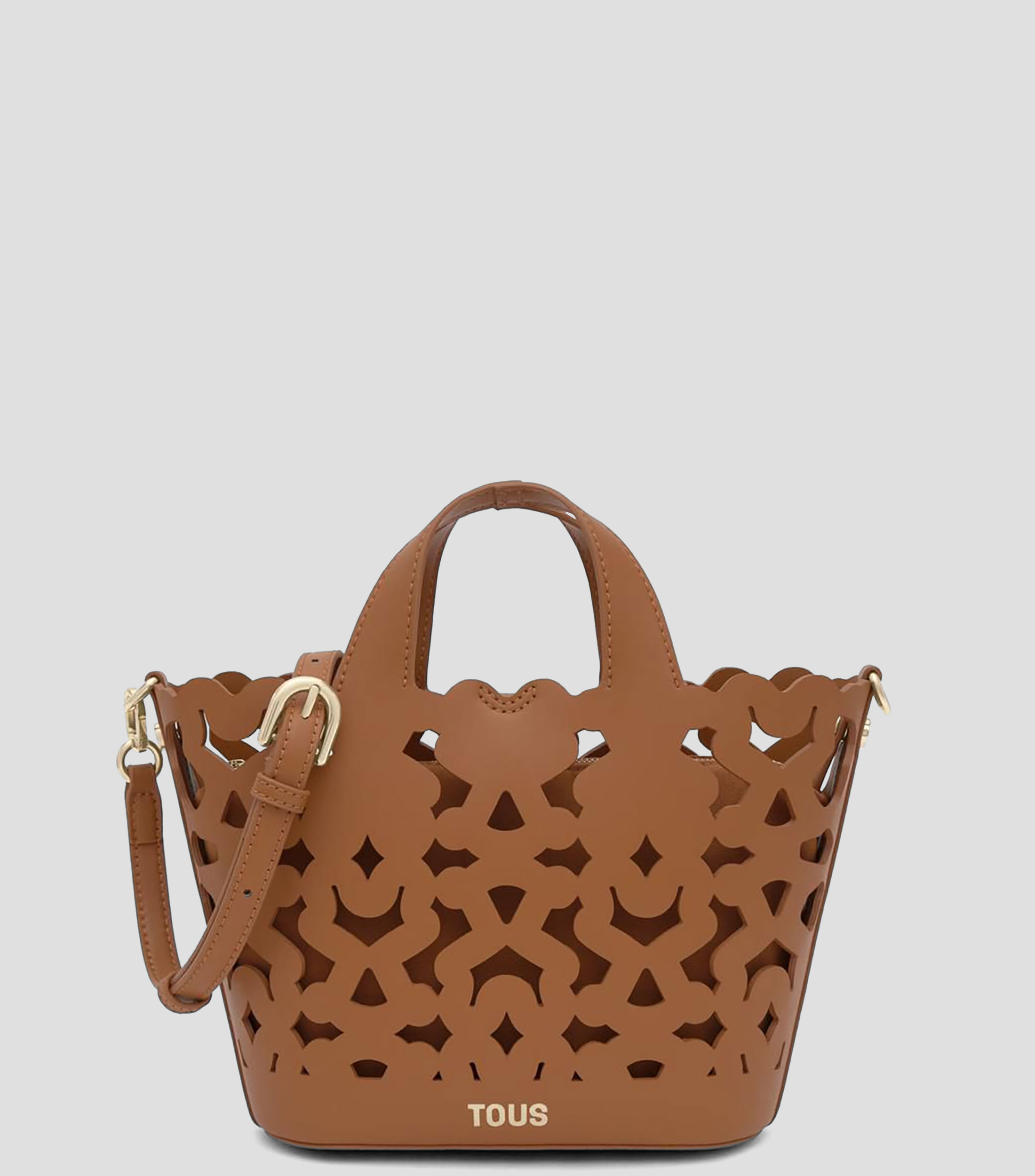 Bolsa crossbody camel en piel sintética Bear Shock lisa Mujer