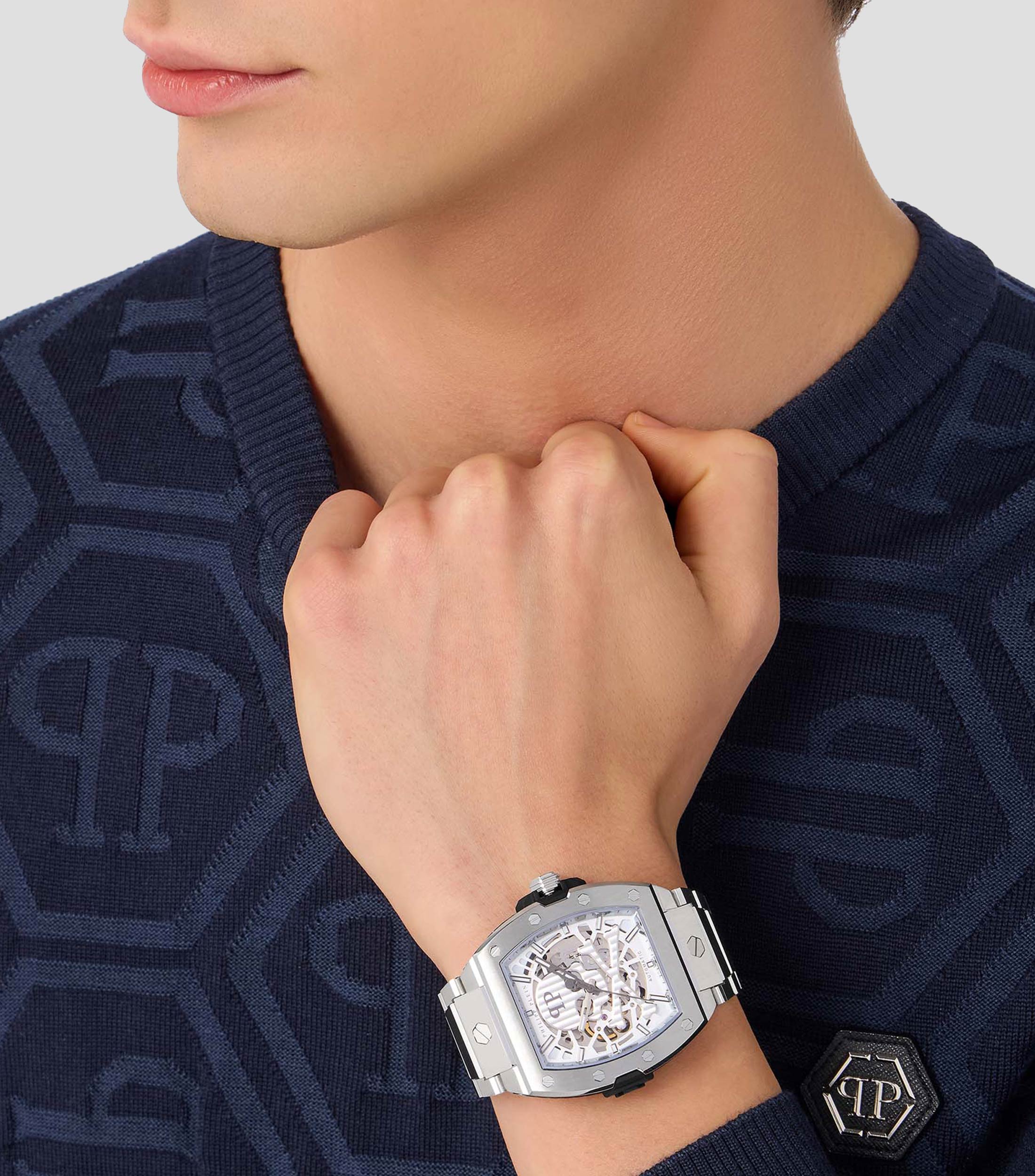 Reloj para Hombre The Skeleton Auto Casual Plateado