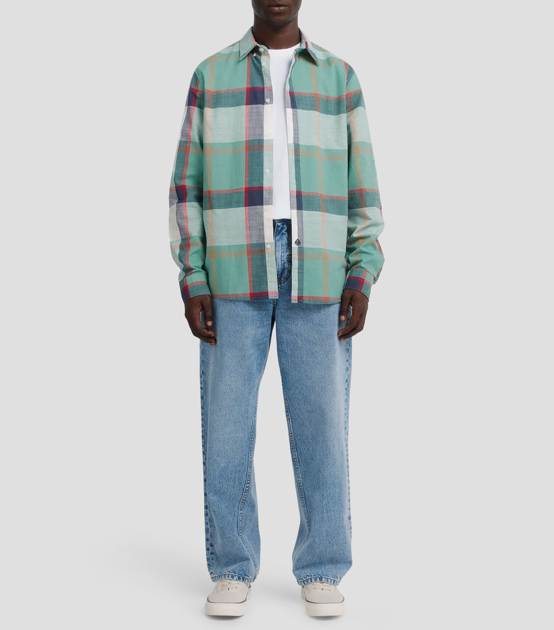 Camisa cuadros manga larga Hombre