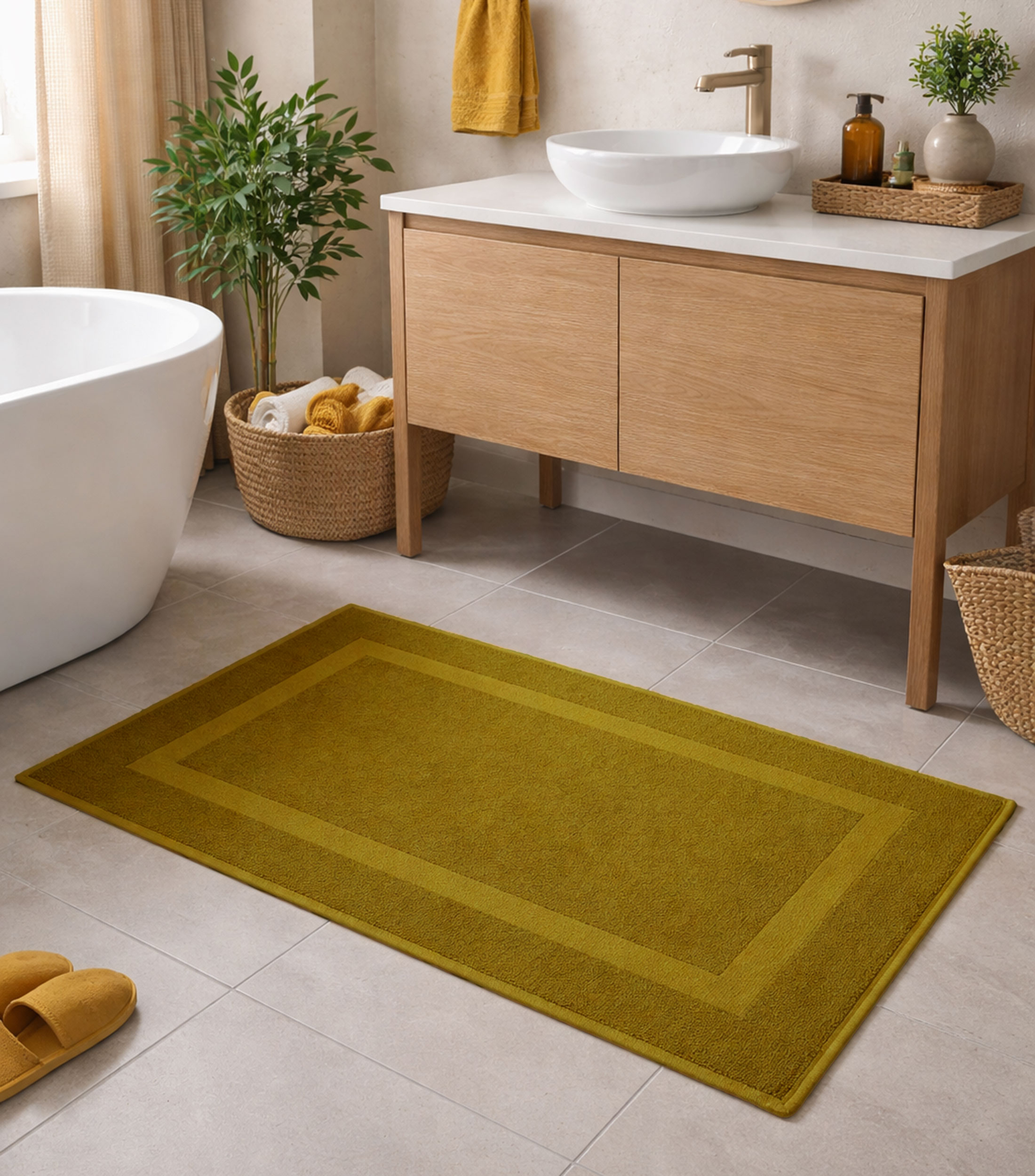 Tapete de baño tipo toalla verde olivo