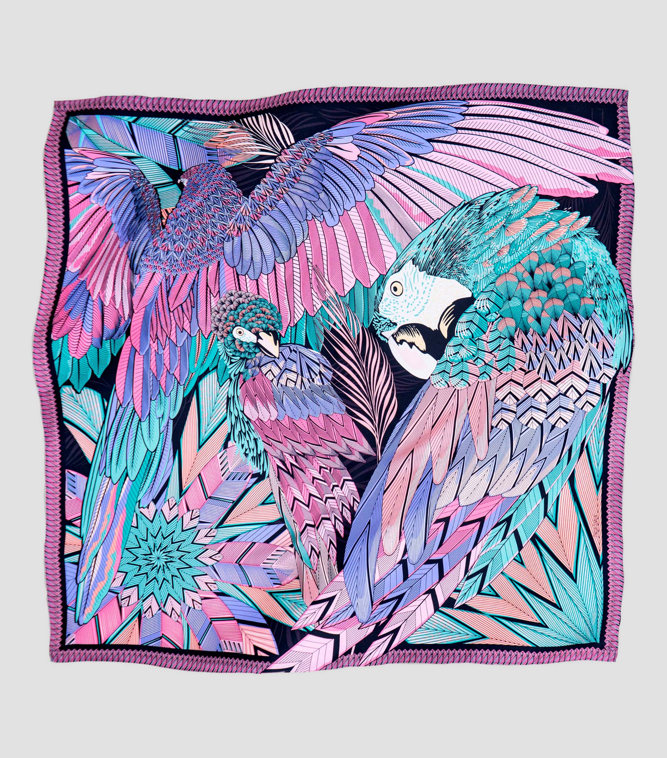 Mascada de seda multicolor Guacamayas Mujer