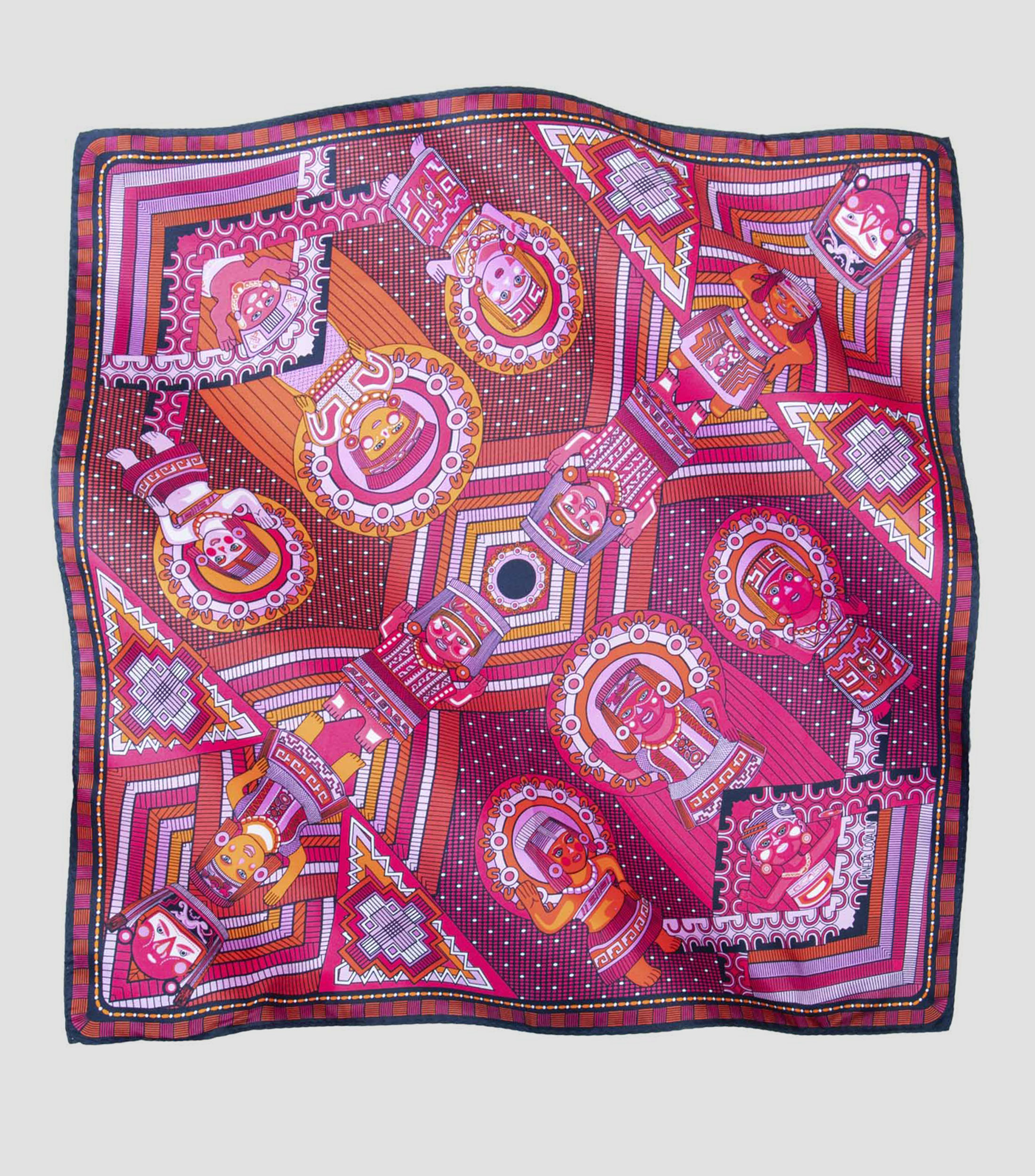 Mascada Caritas Veracruz en seda fucsia Mujer