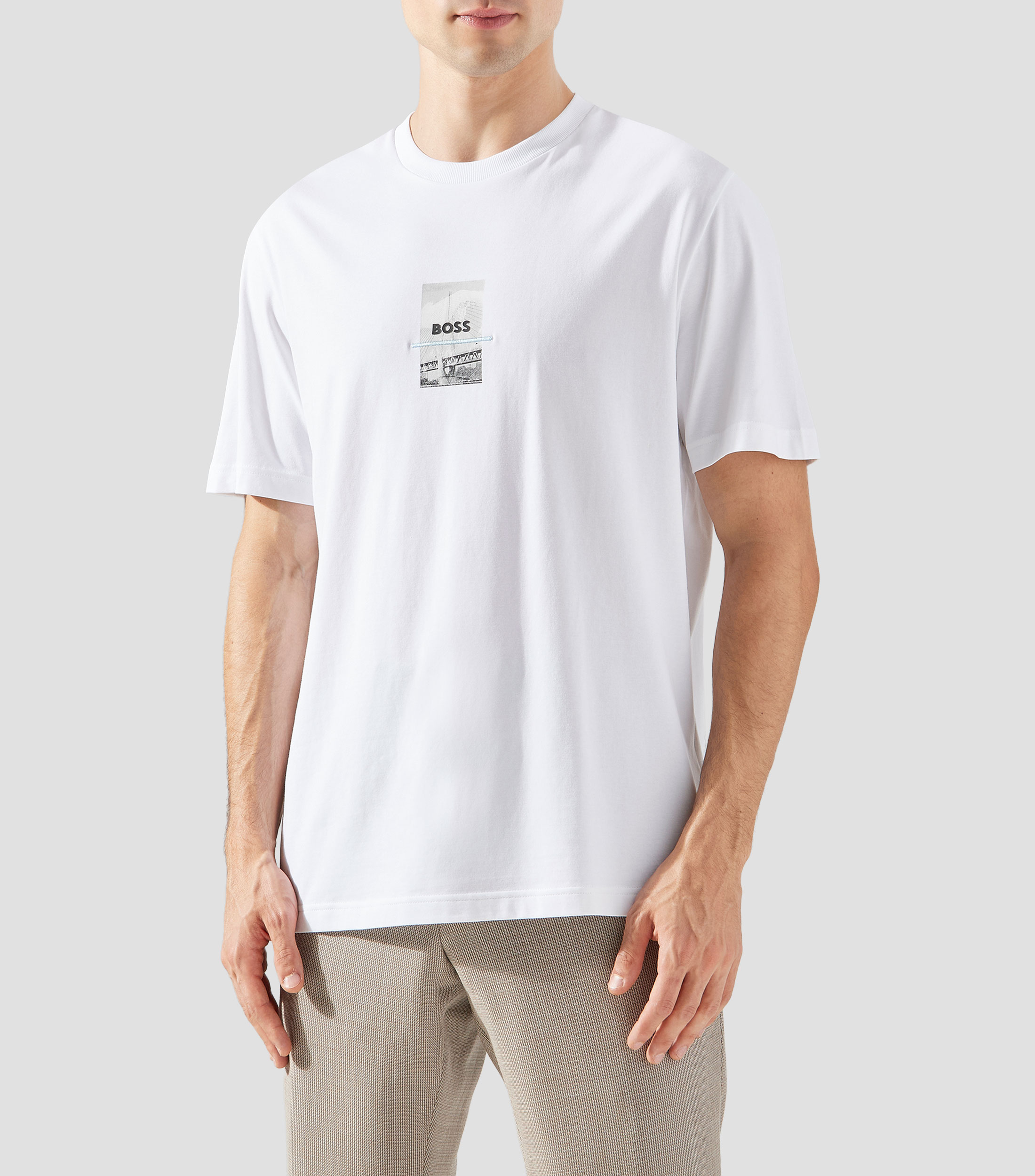 Playera relaxed fit de algodón elástico con estampado fotográfico Hombre