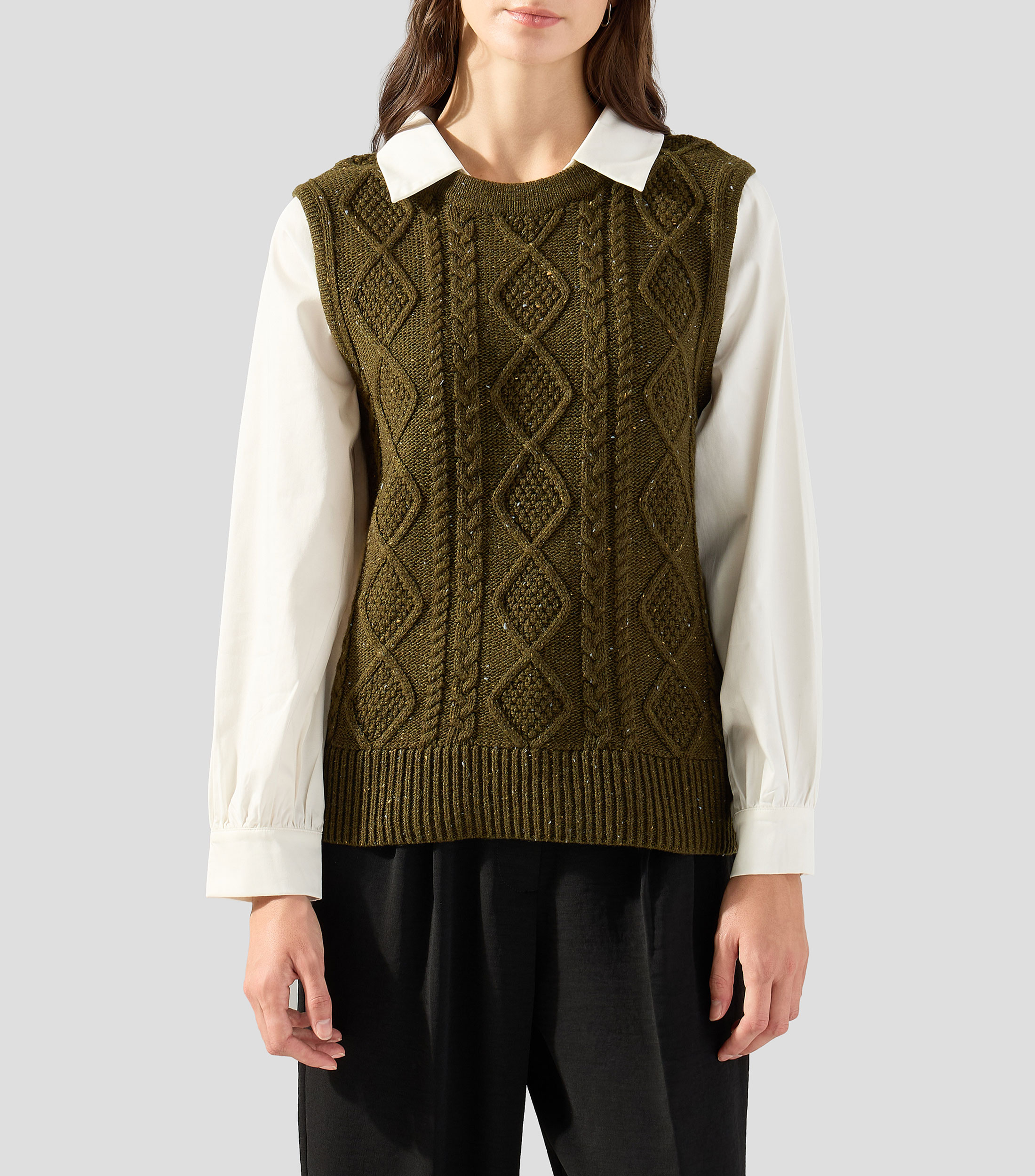 Camisa sólido manga larga Mujer