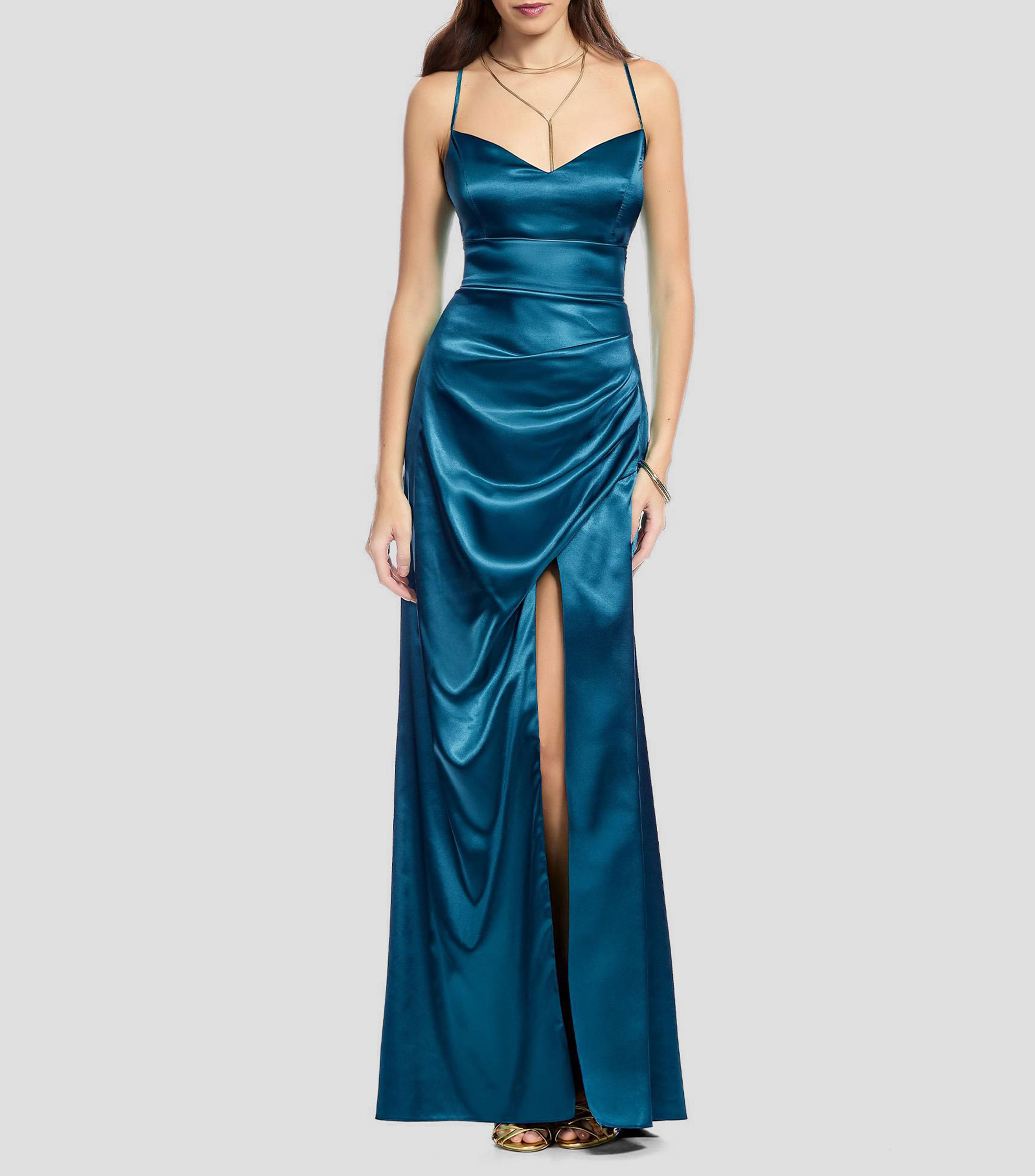 Vestido de fiesta largo liso Mujer