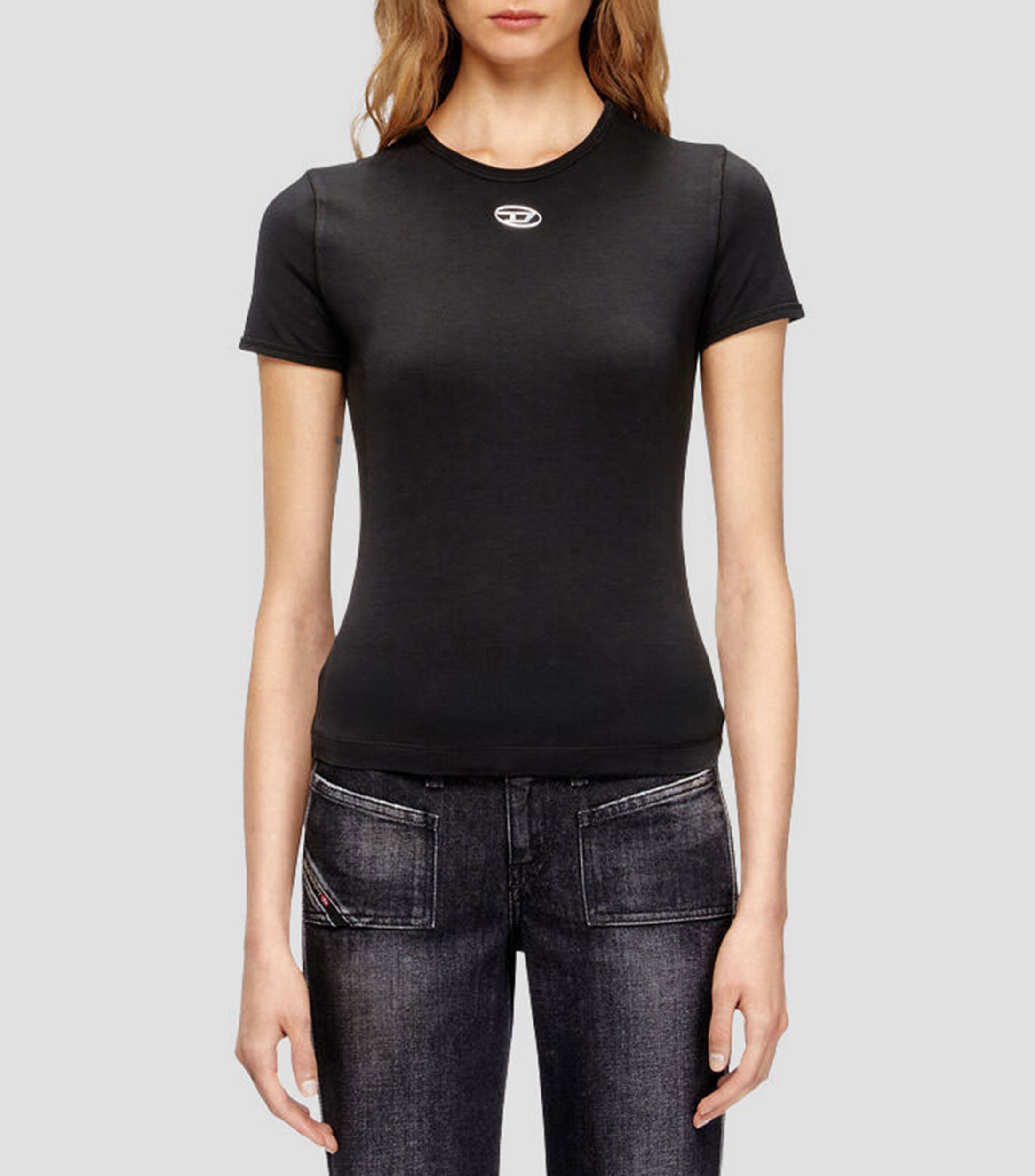 Playera cuello redondo manga corta lisa Mujer