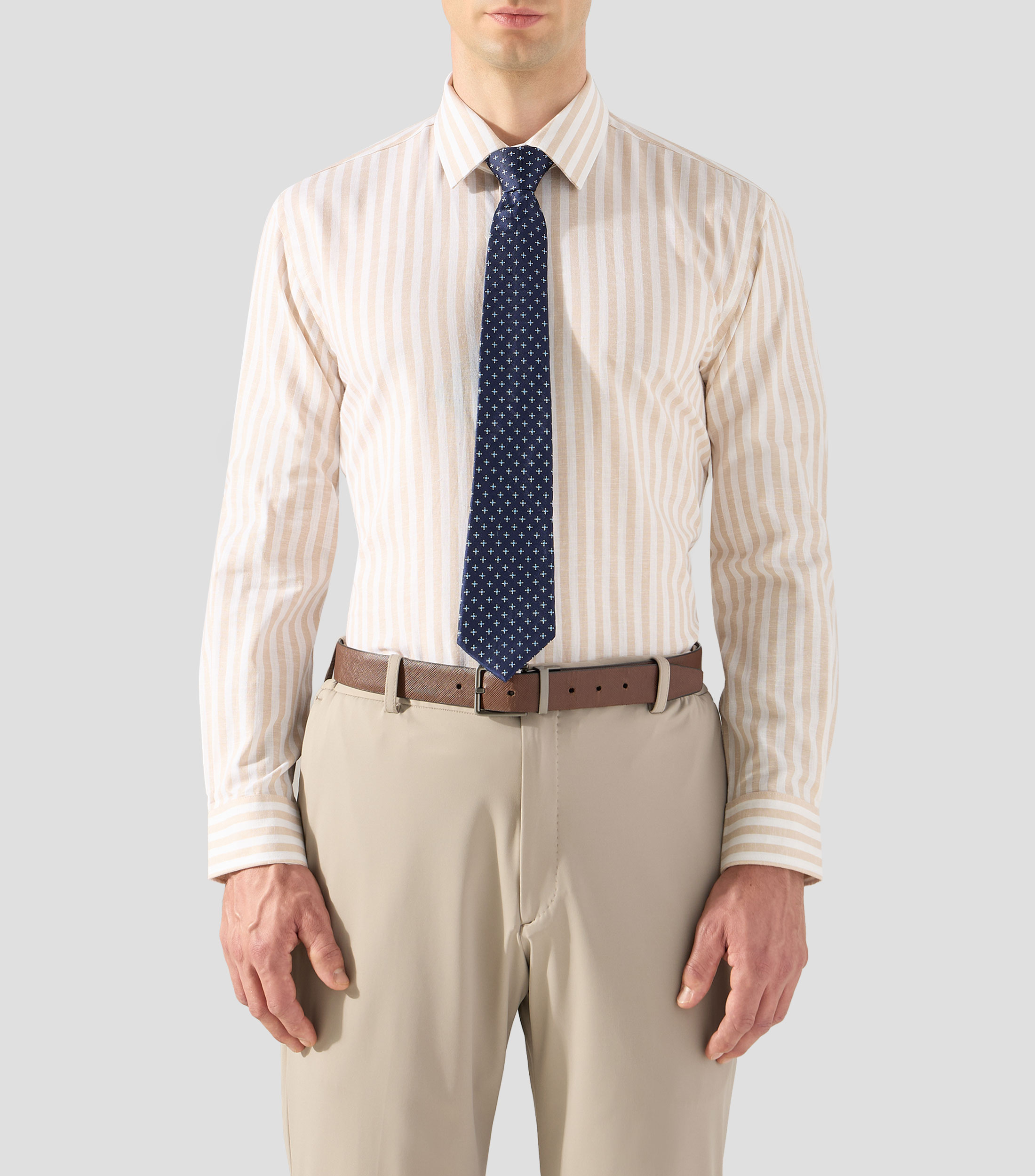 Camisa de vestir con rayas y manga larga Hombre