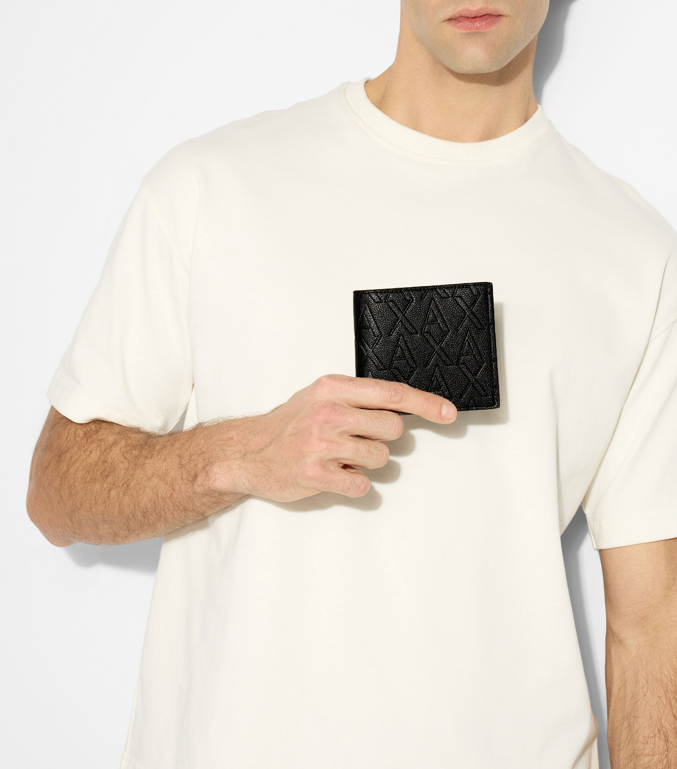 Cartera bifold negra lisa Hombre