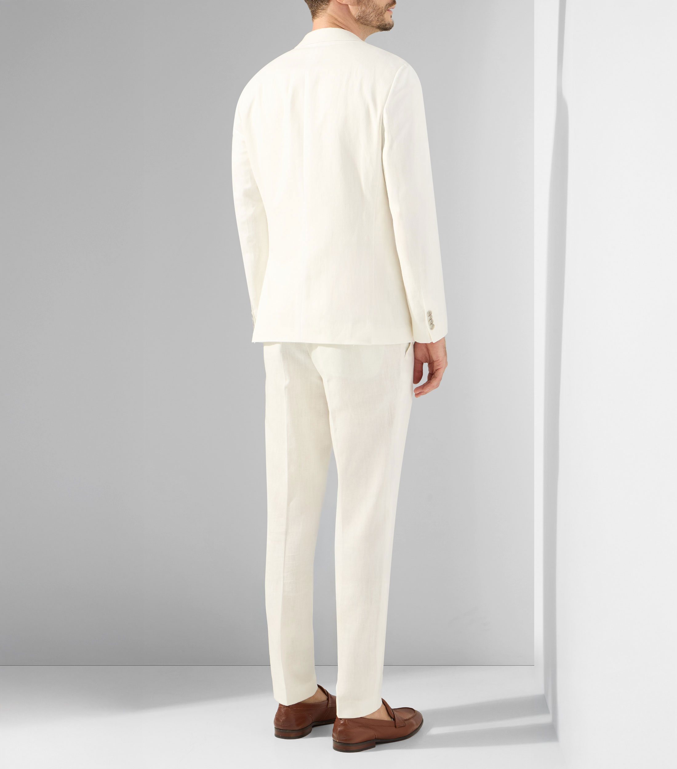 Traje con chaleco slim fit en algodón y lino Hombre