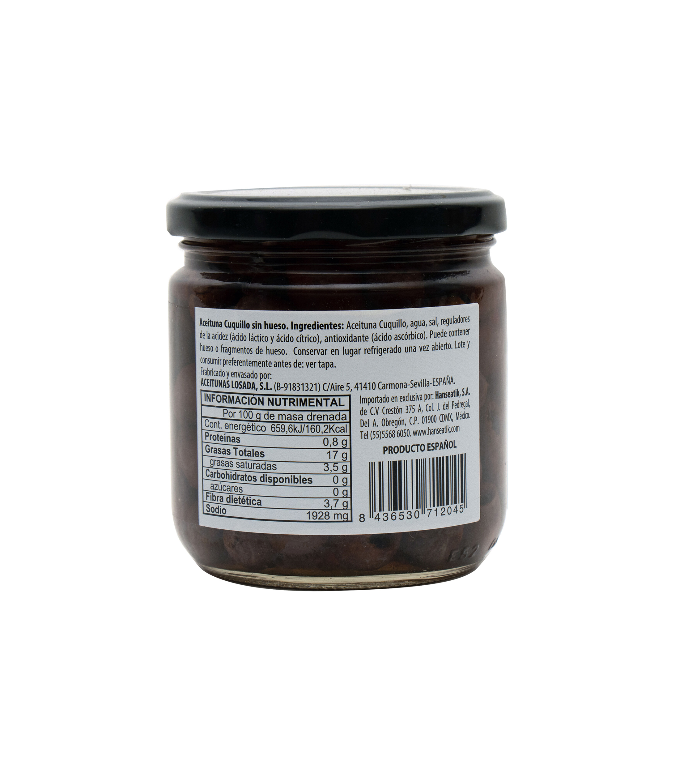 Aceitunas cuquillo sin hueso natural, 345 g