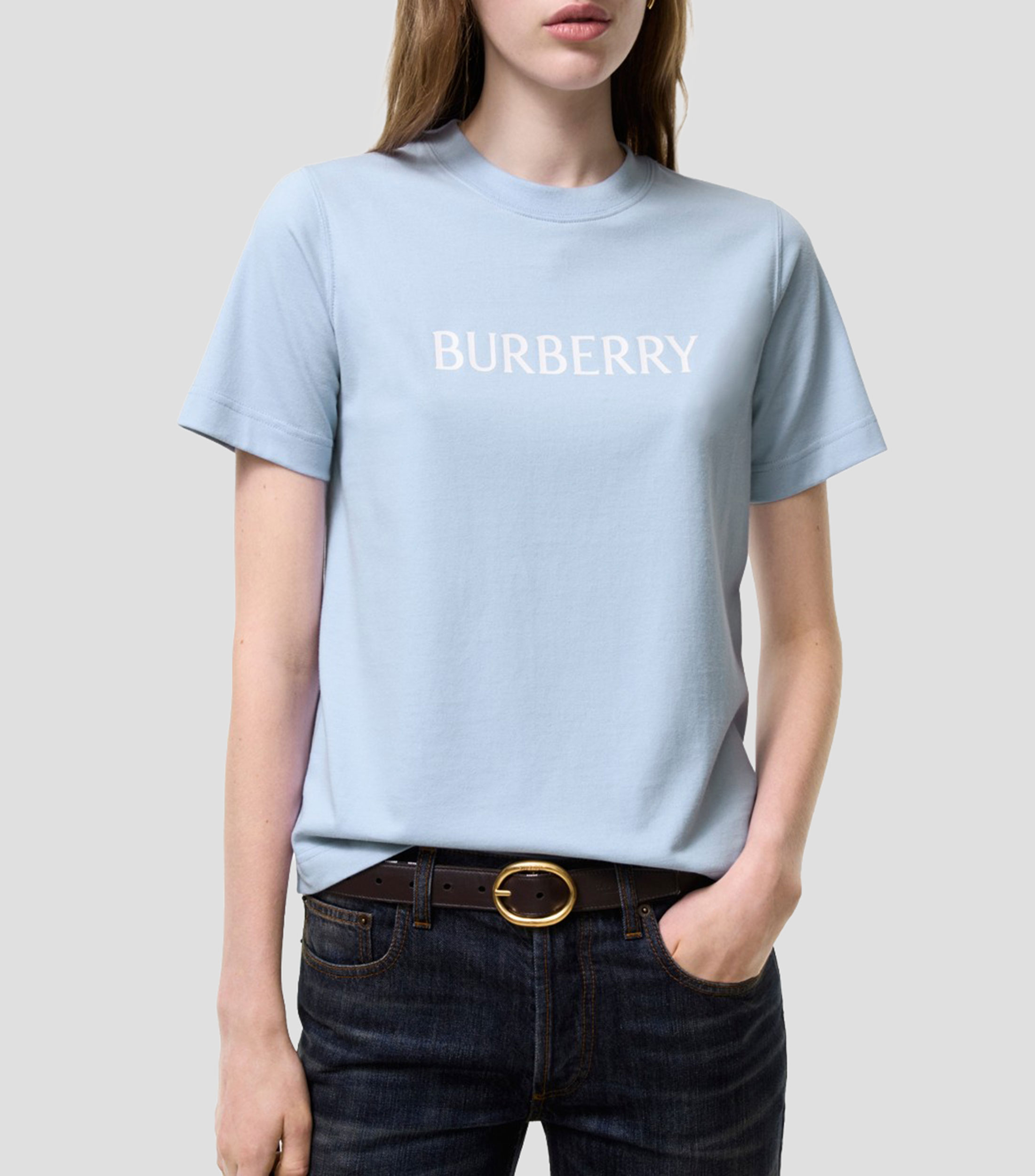 Playera cuello redondo manga corta logo estampado Mujer