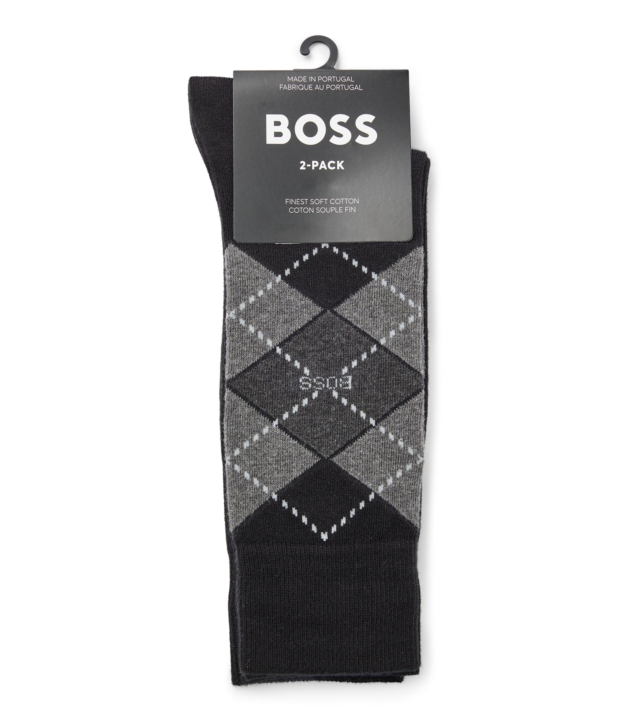 Paquete de dos pares de calcetines Boss de largo medio en mezcla de algodón Hombre
