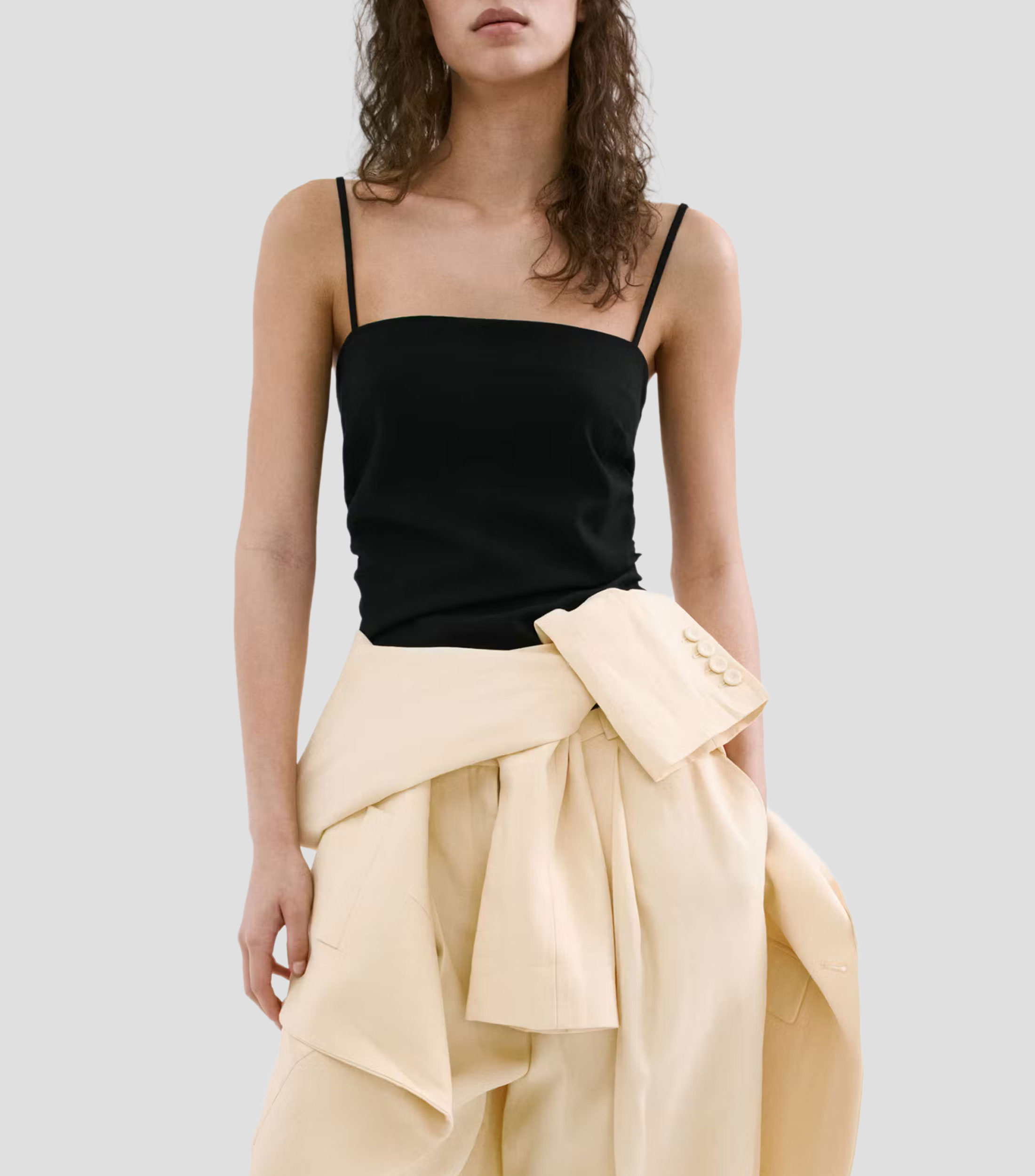 Top cuello cuadrado sin mangas liso Mujer