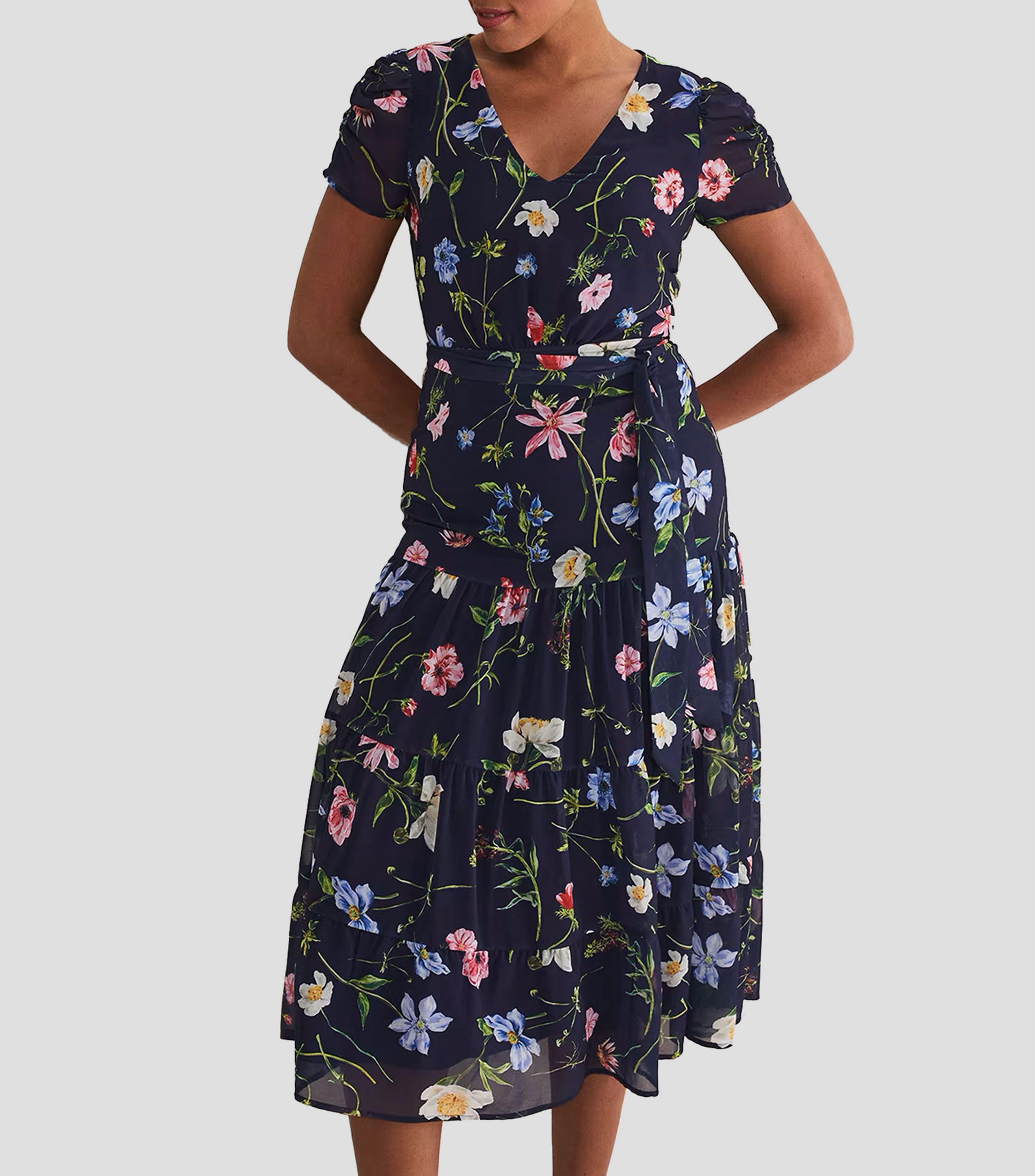 Vestido de fiesta midi con flores Lola Mujer