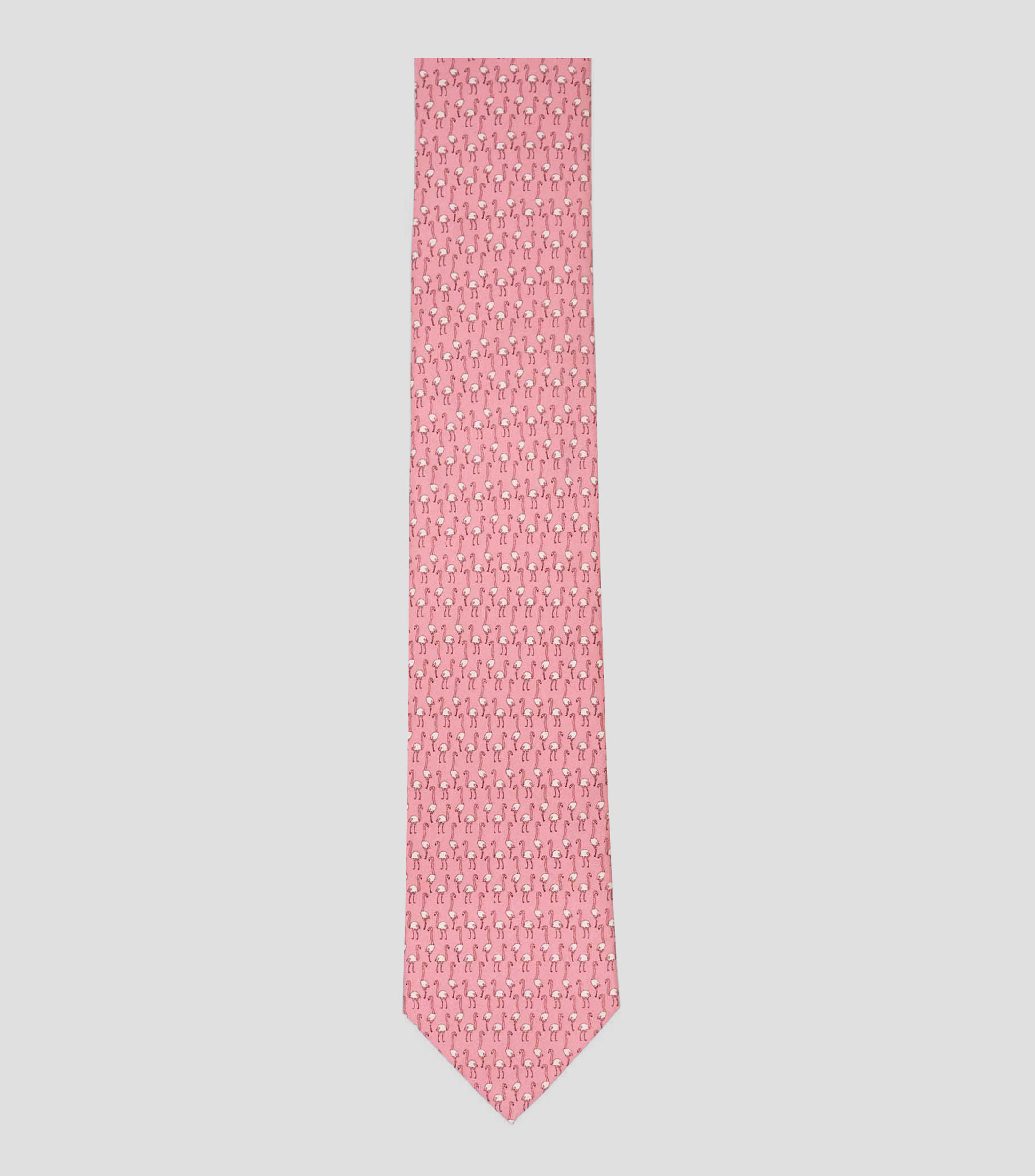 Corbata ancha de seda rosa estampada S8 Flamenco