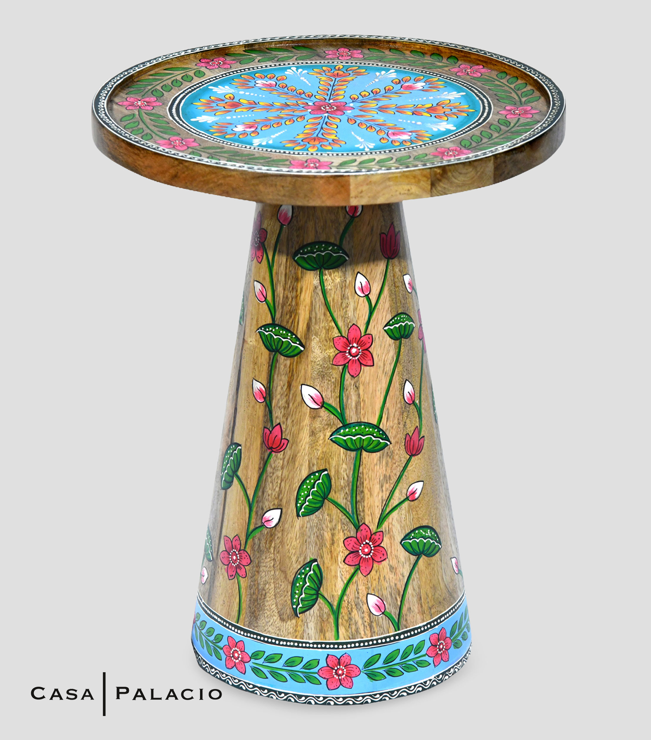 Mesa lateral Humming Bird en madera de mango multicolor