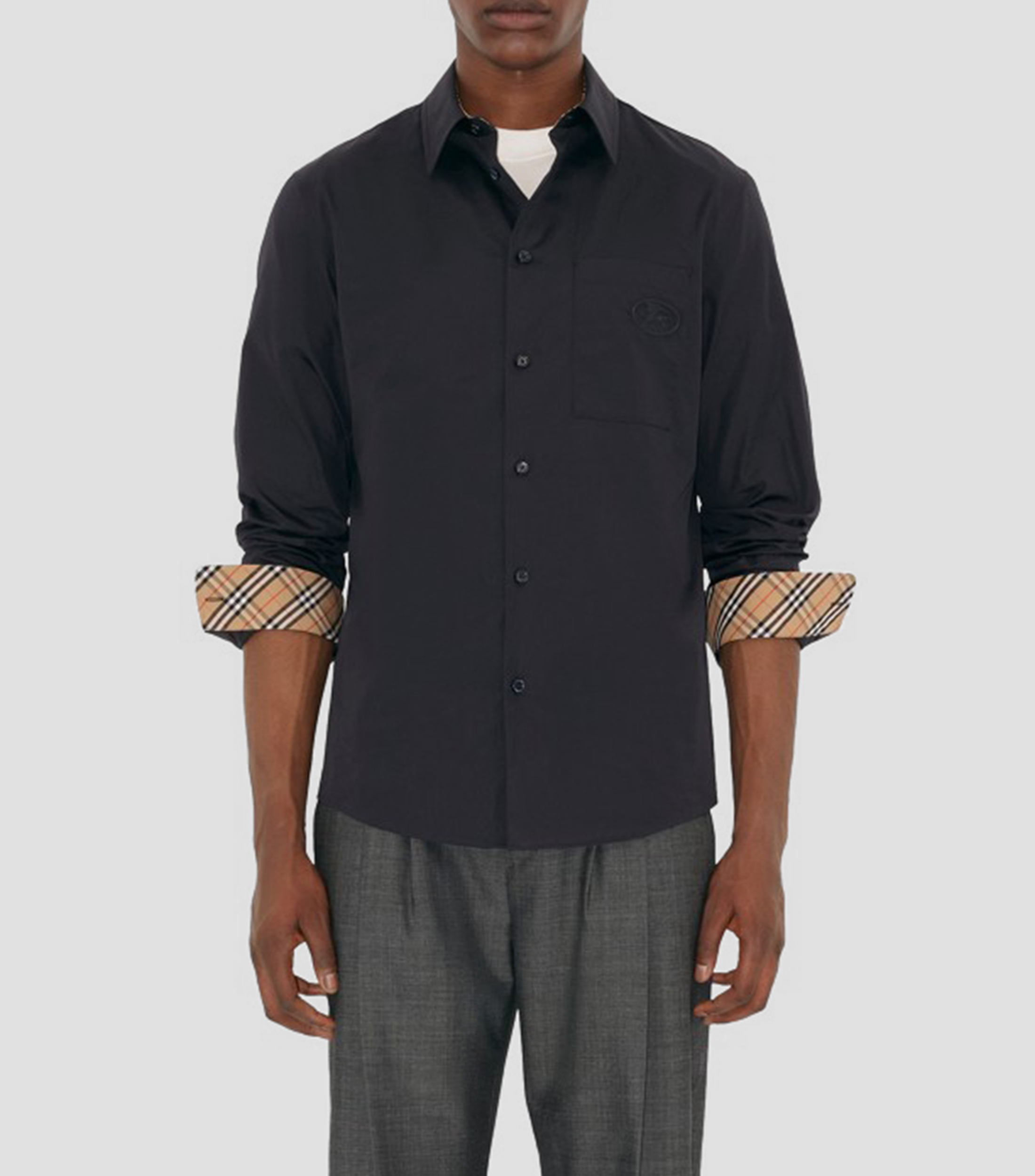 Camisa lisa de manga corta Hombre
