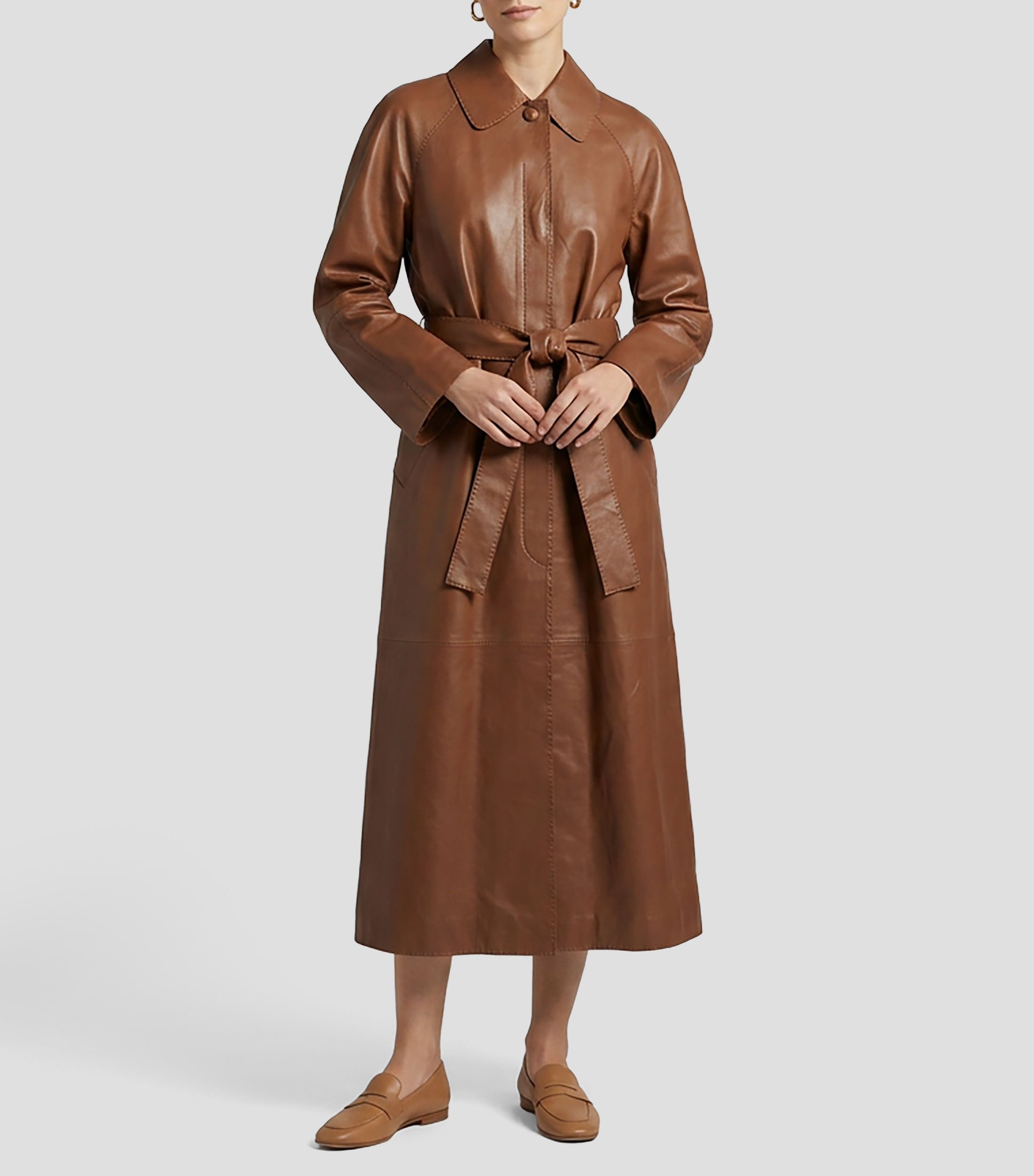 Gabardina larga con botonadura Mujer
