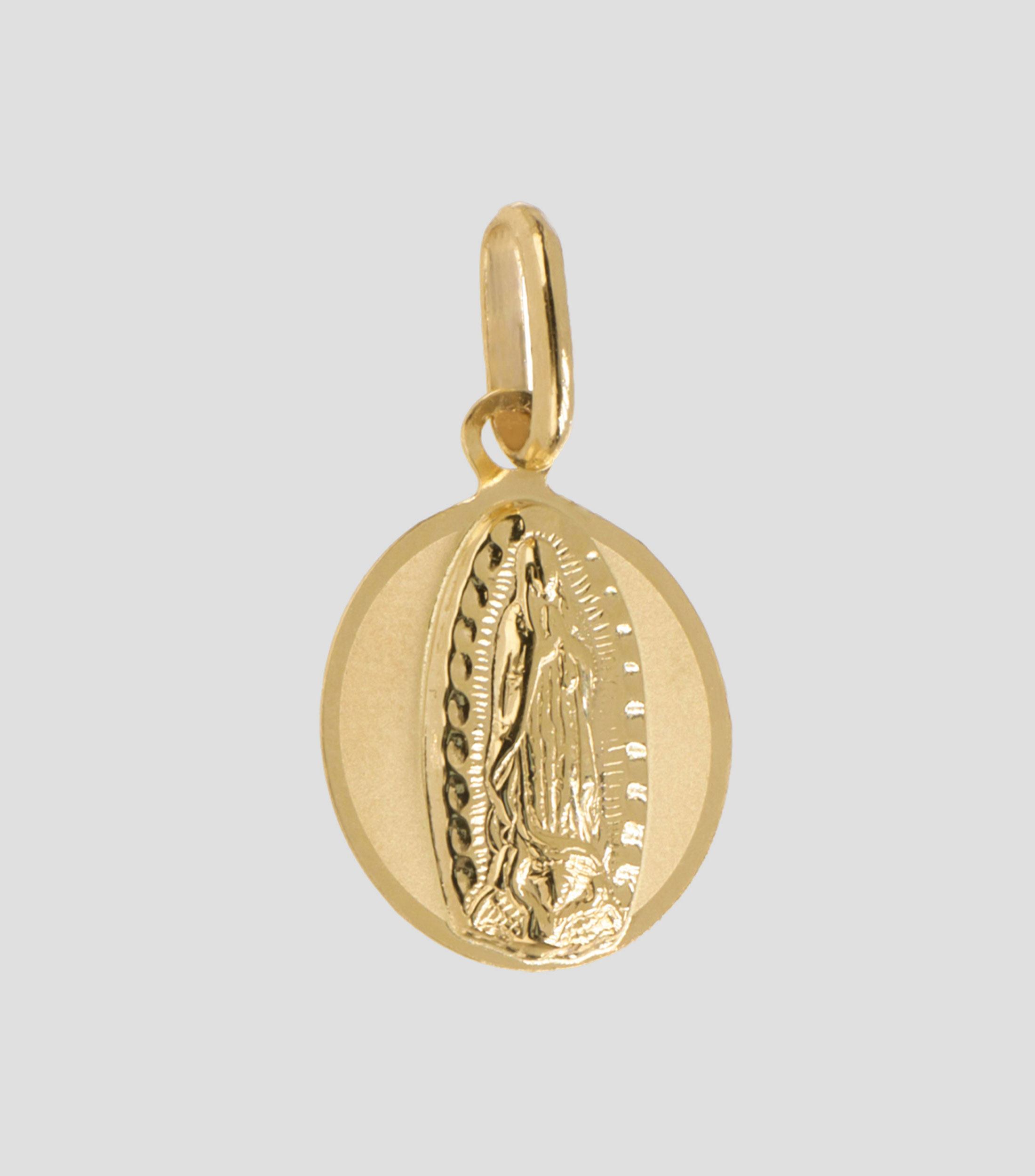 Medalla Virgen de Guadalupe Satinada en Oro de 14 Kilates Unisex