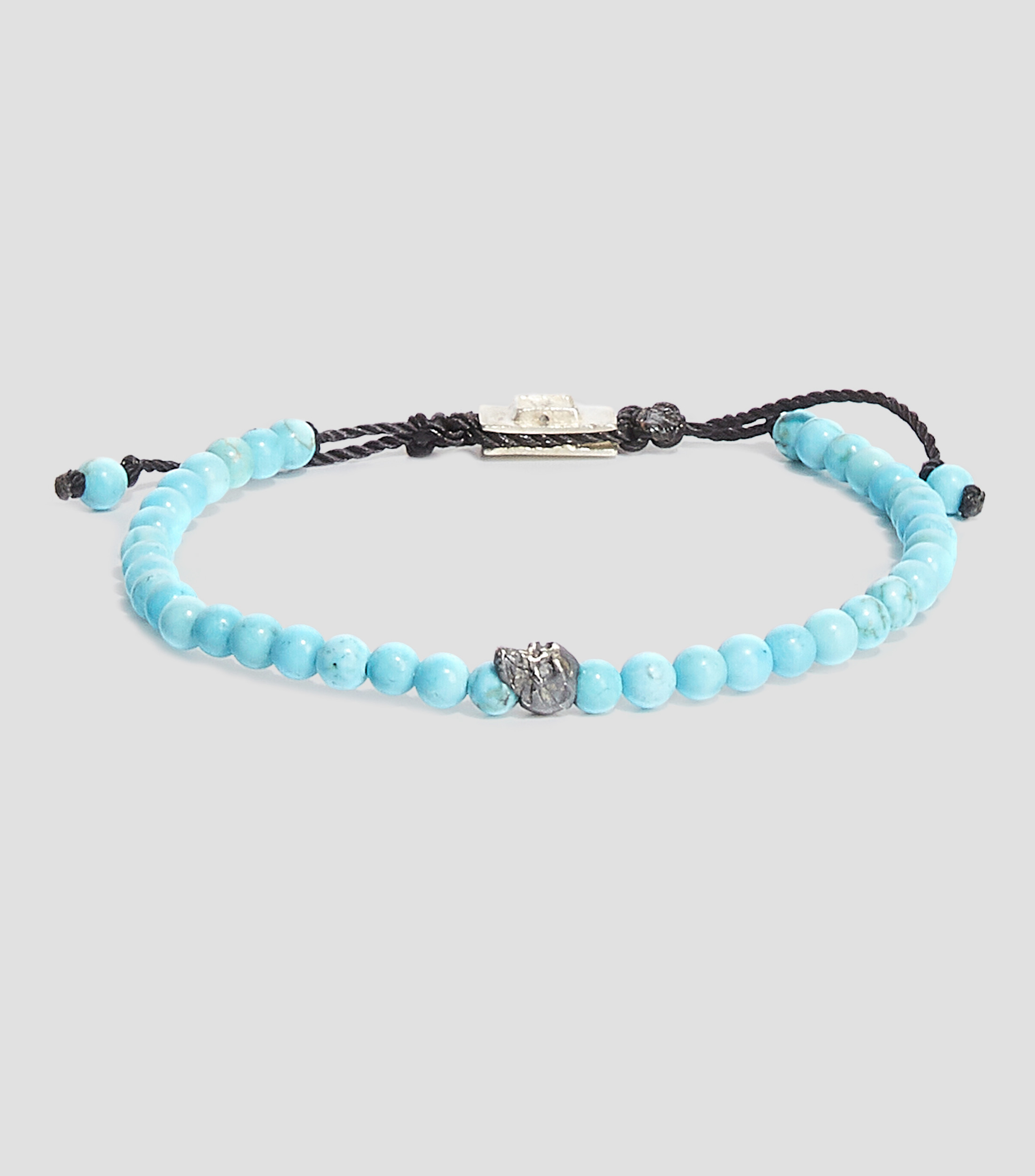 Pulsera ajustable con turquesa y plata Hombre
