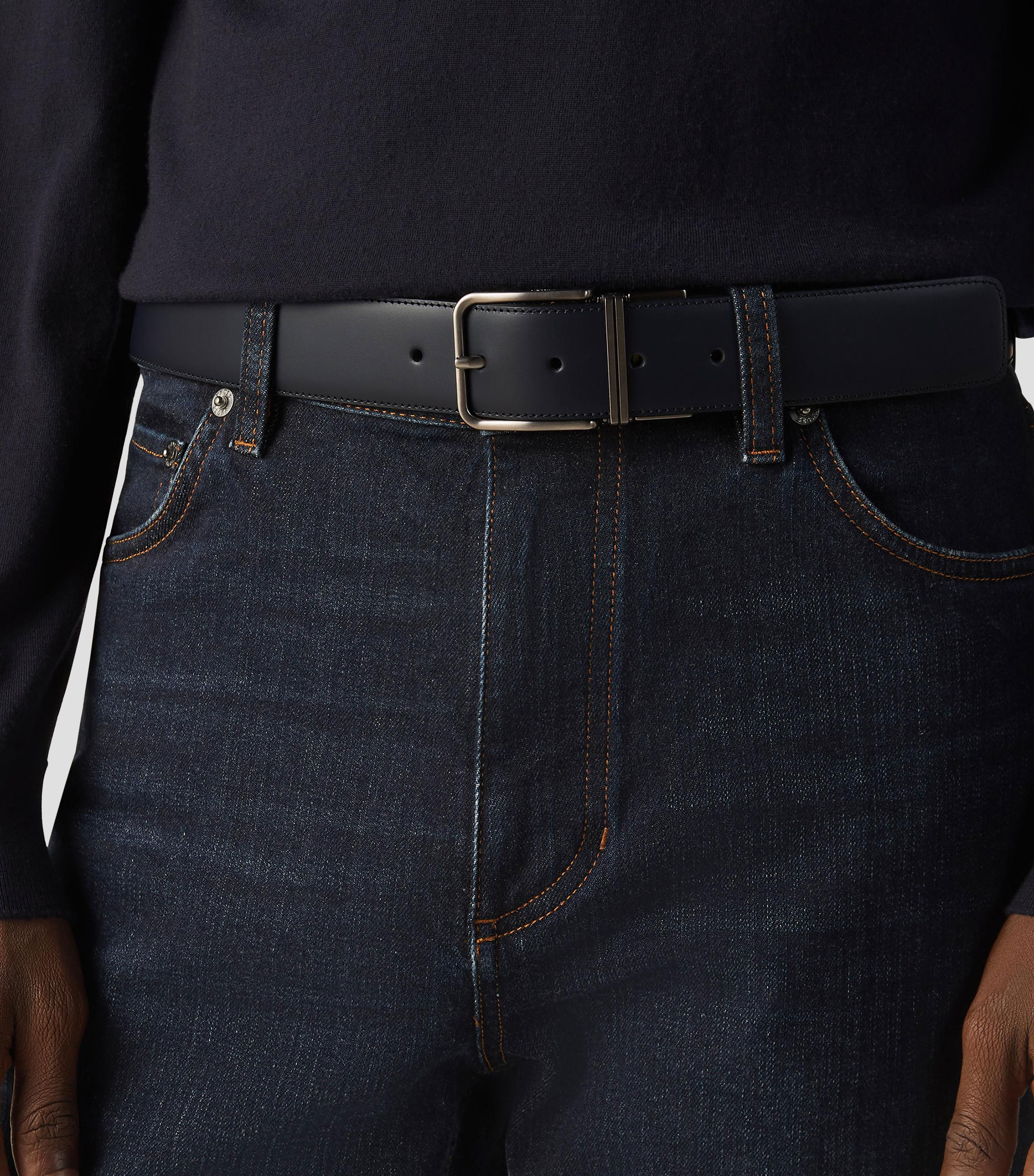 Cinturón reversible en piel casual Hombre