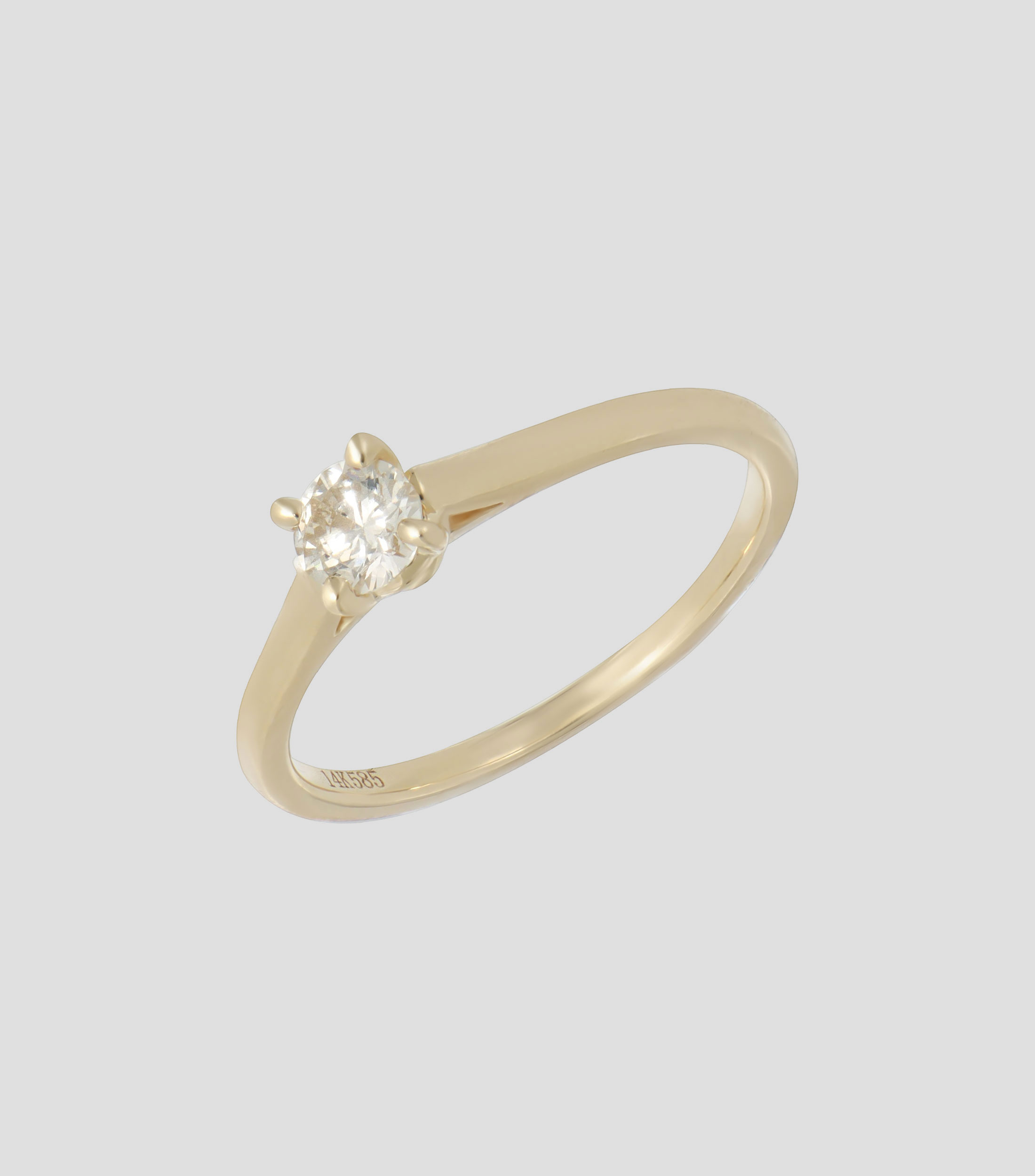 Anillo en oro amarillo de 14 kilates con diamante Mujer