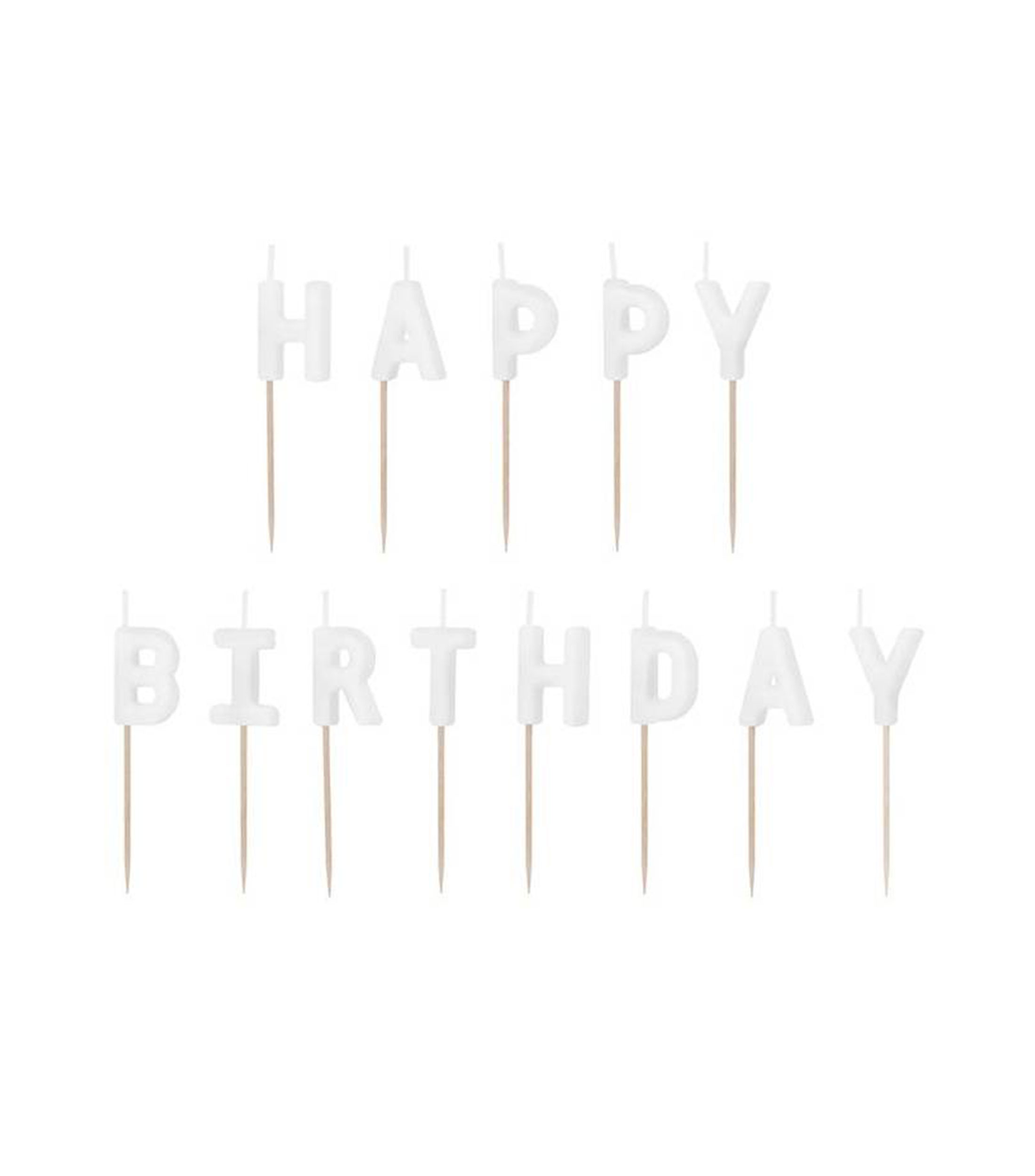 Velas para pastel "Happy Birthday" blancas