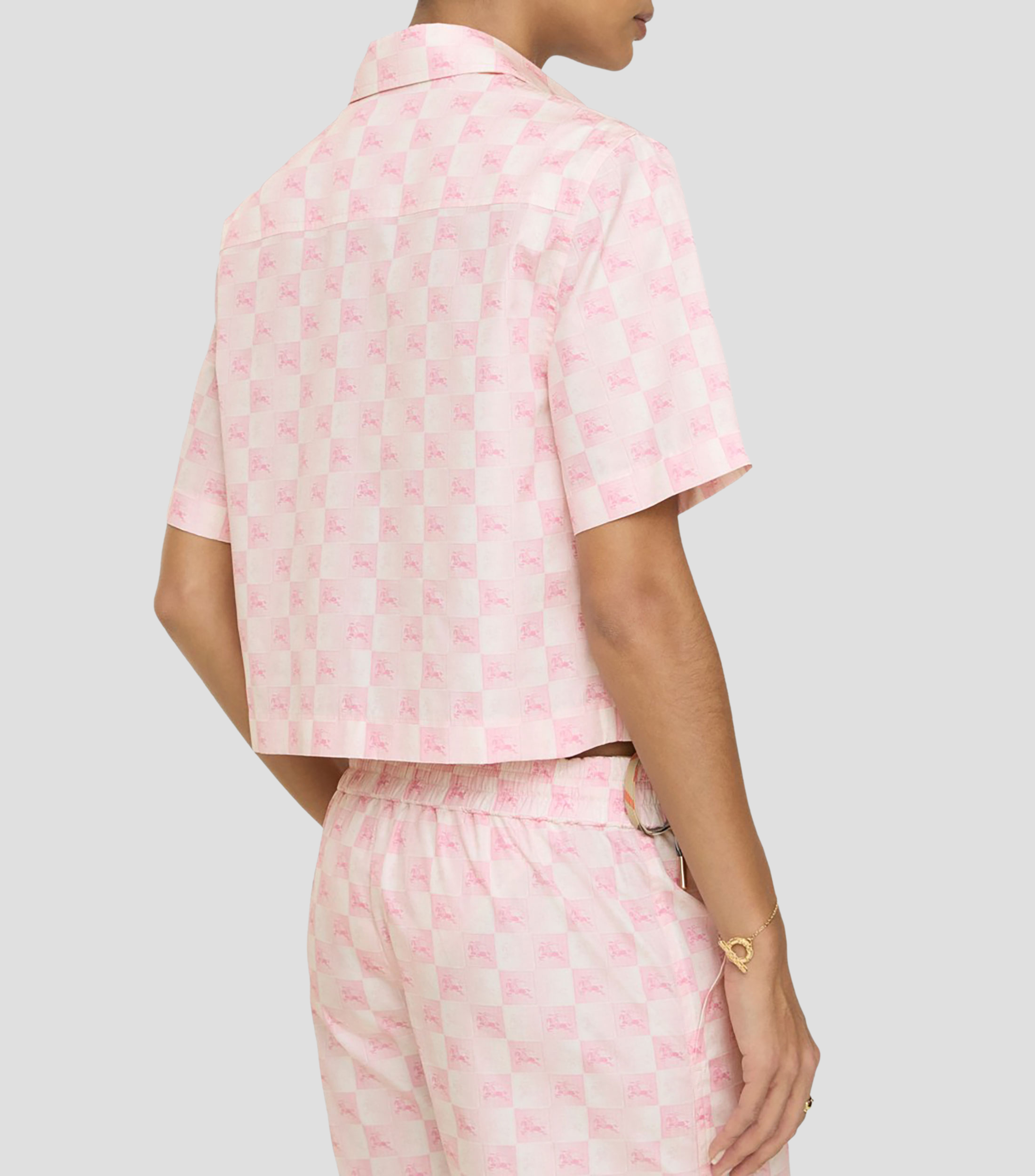 Camisa de cuadros manga corta Mujer